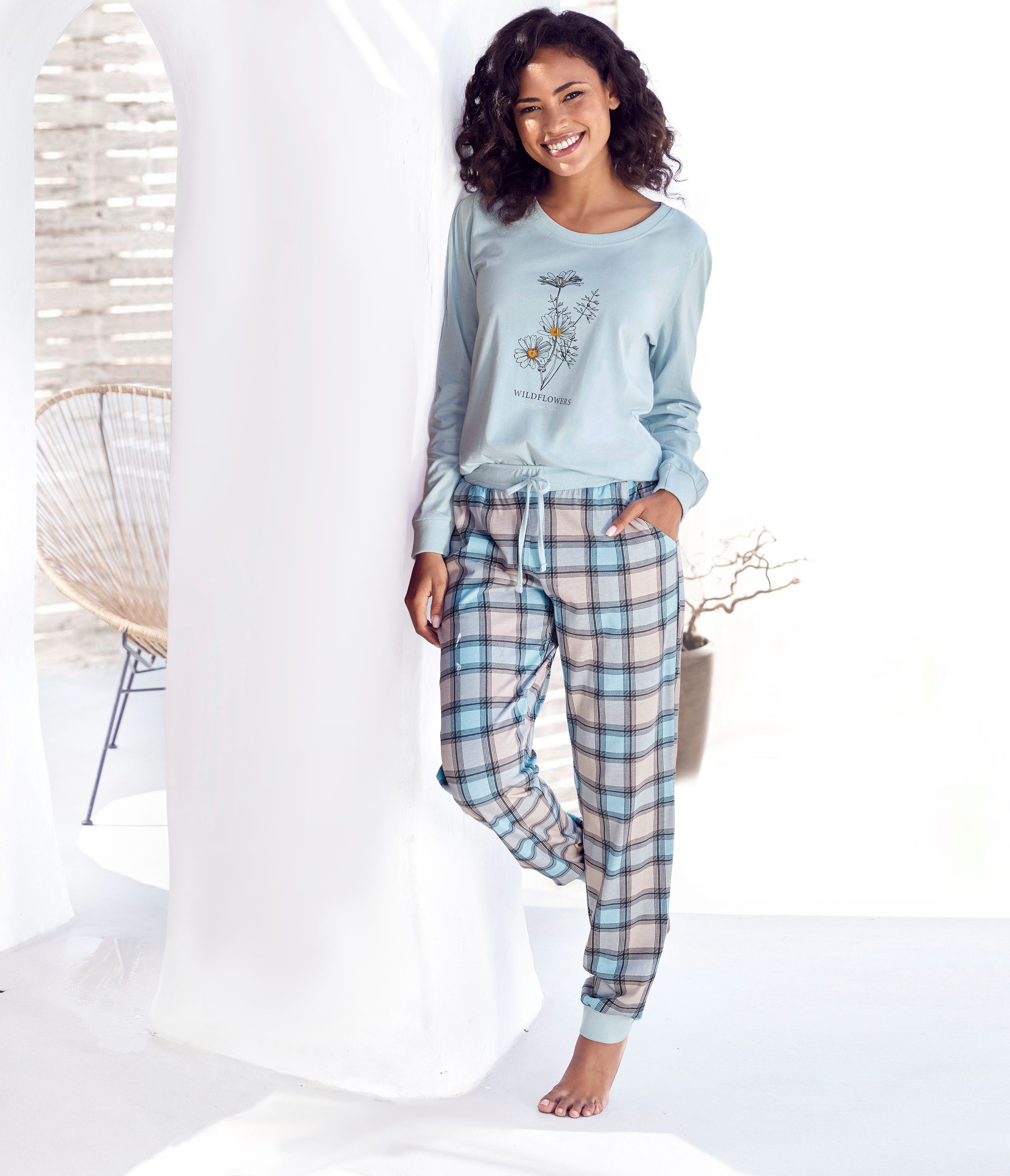 Vivance Dreams Pyjama met frontprint (2-delig) dames pyjama's maat 32/34 blauw