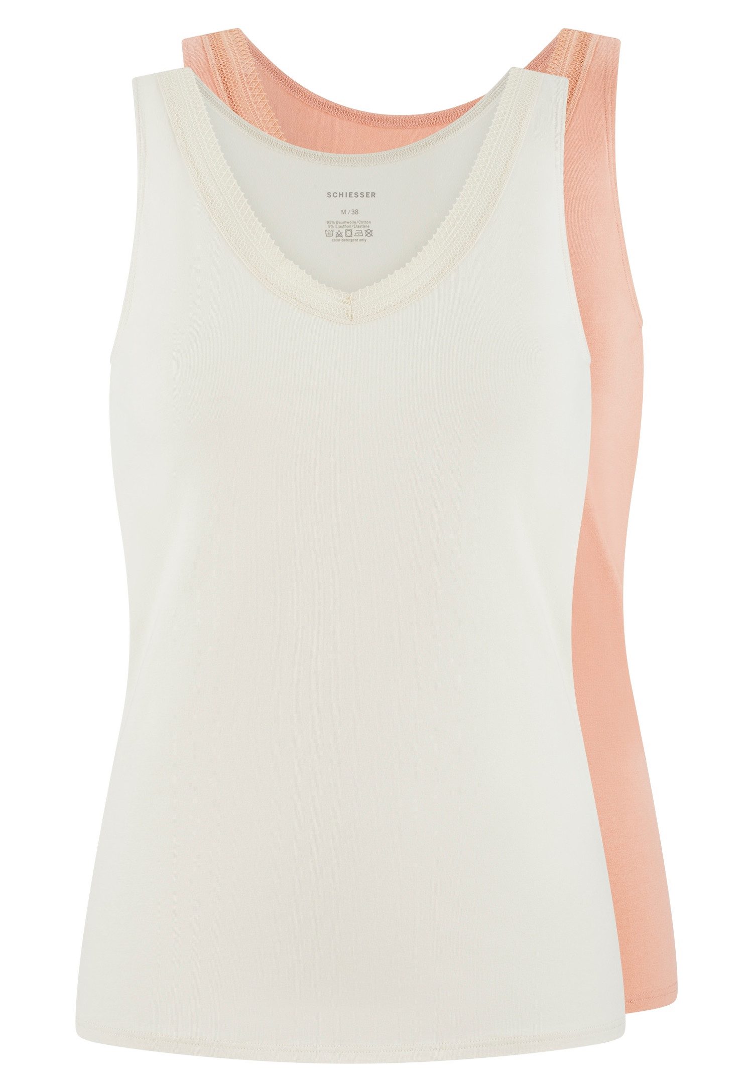 Schiesser Hemd "Cotton Lace" met feminine kantband bij de decolleté (Set van 2)