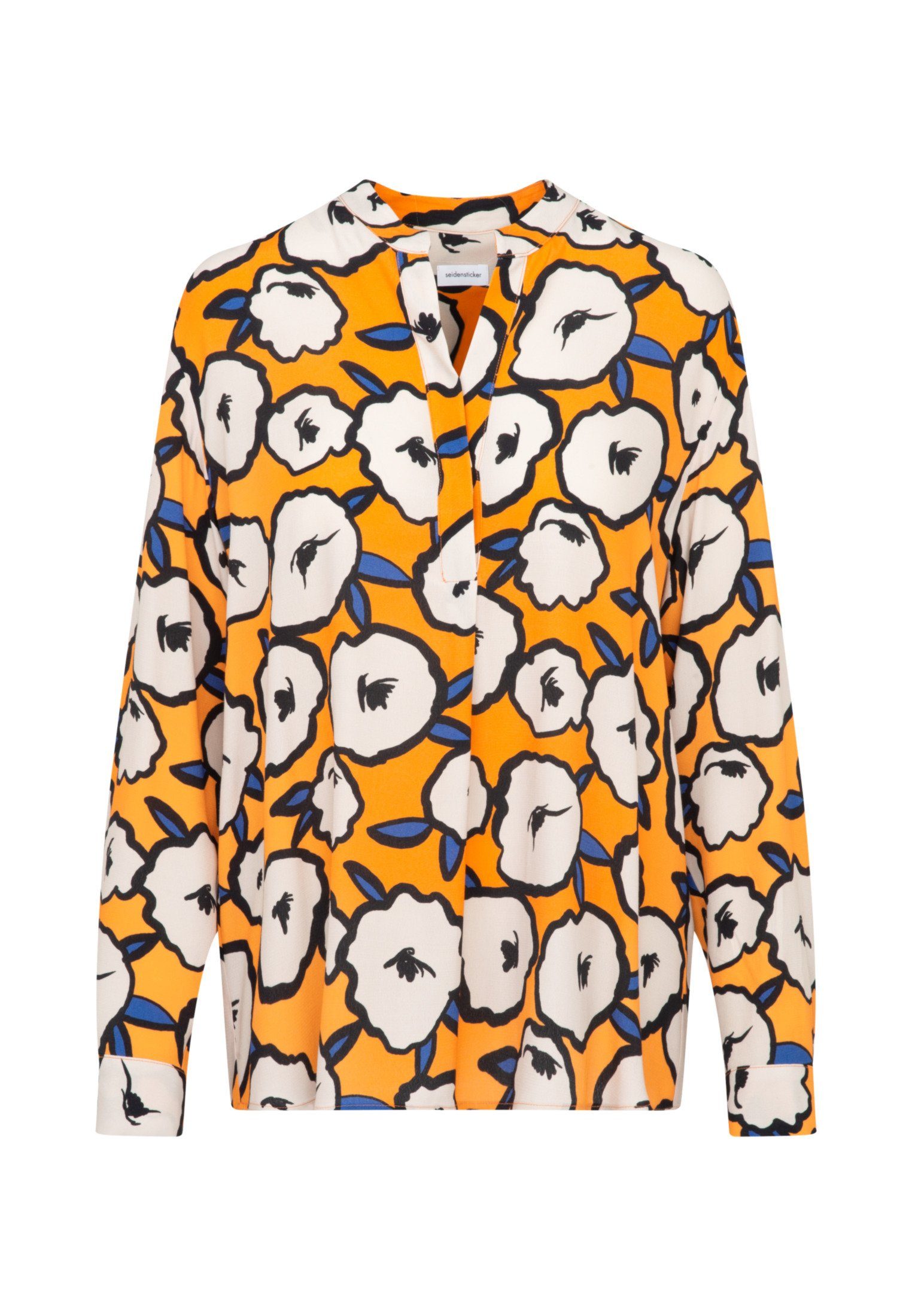 seidensticker Klassieke blouse Zwarte roos Lange mouwen kraag print