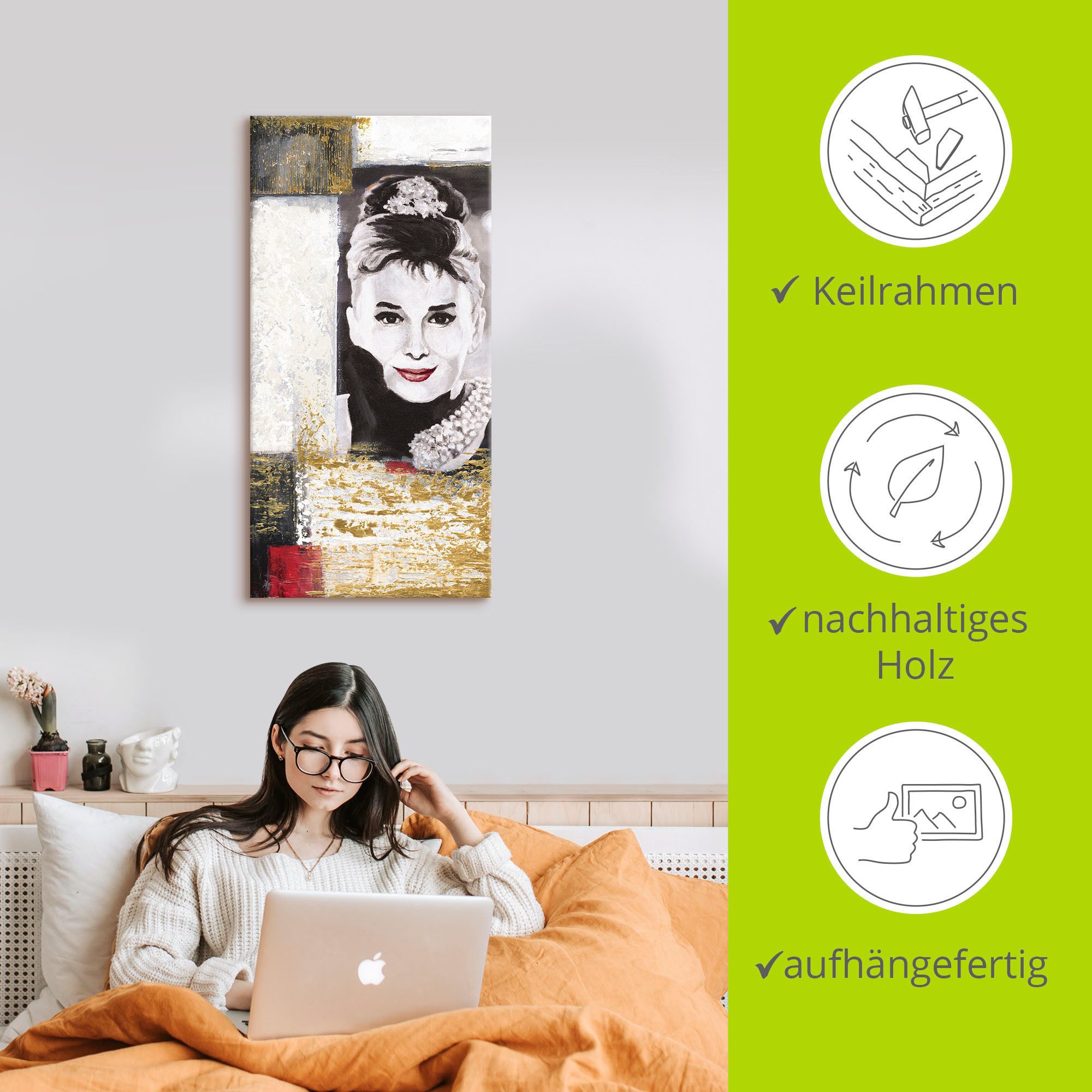 Artland Artprint op linnen Hollywood legenden VI - Audrey Hepburn