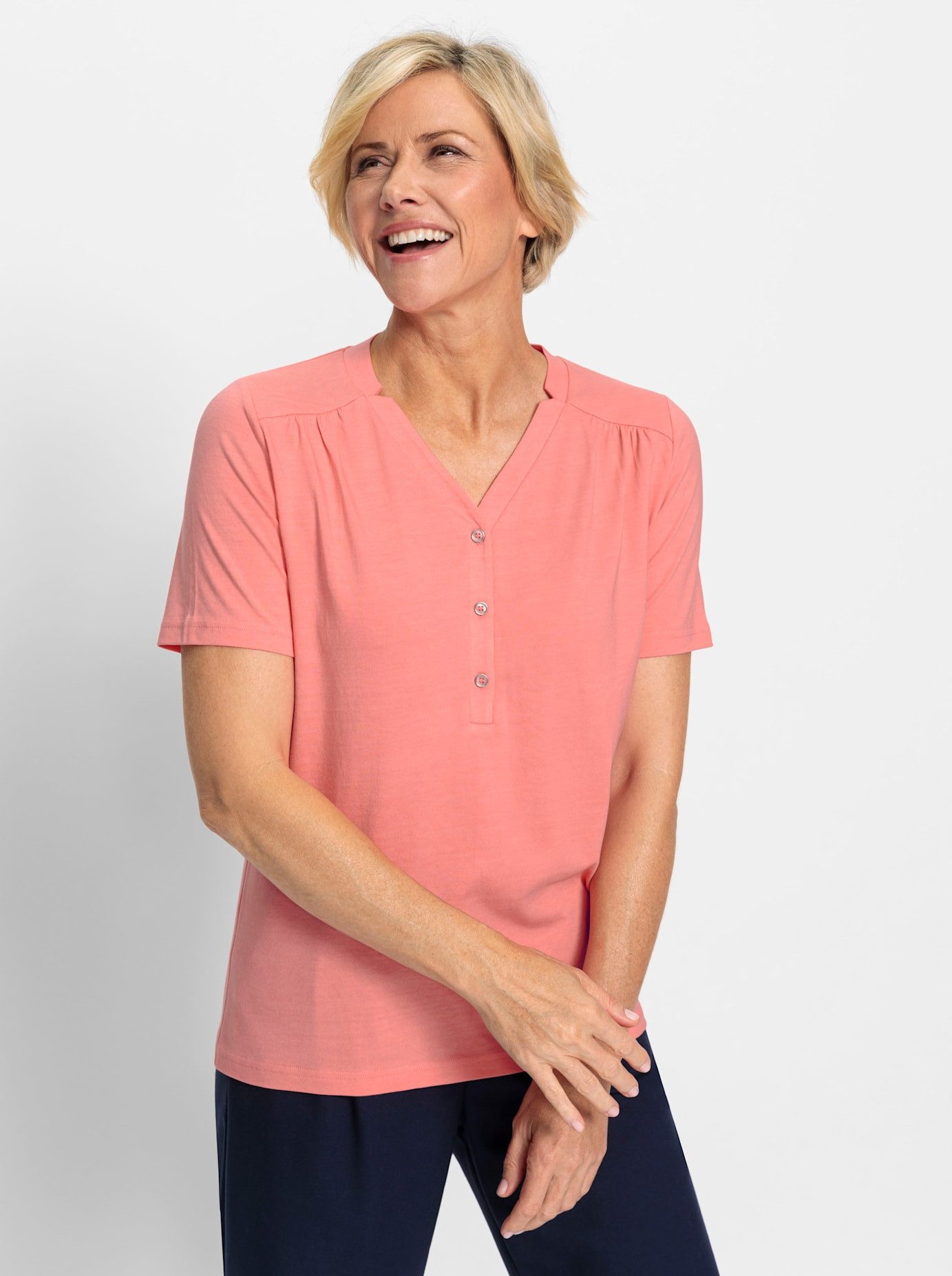 Classic Shirt met V-hals Shirt (1-delig)