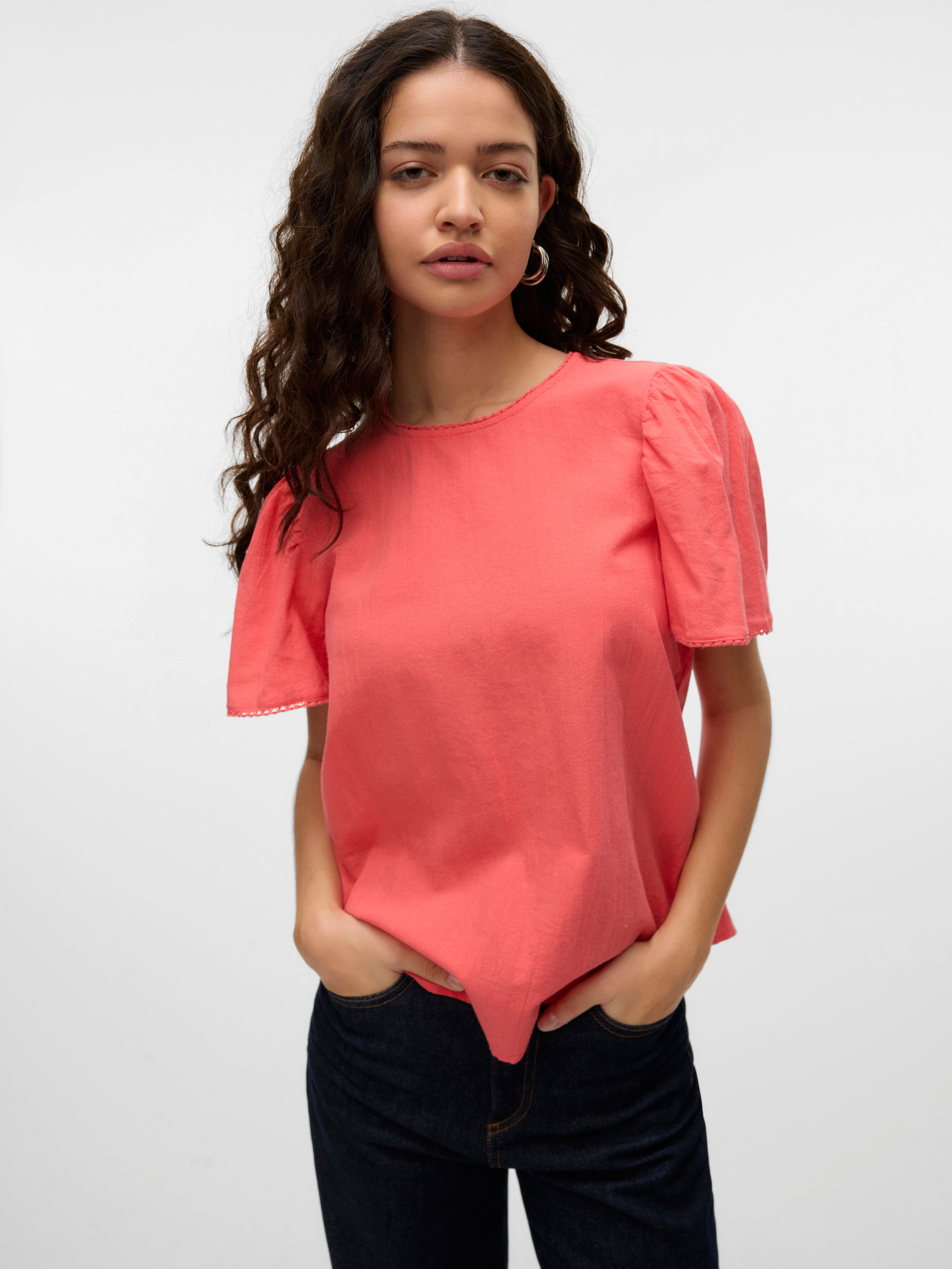 Vero Moda Blouse met korte mouwen VMPRETTY SS TOP WVN GA NOOS