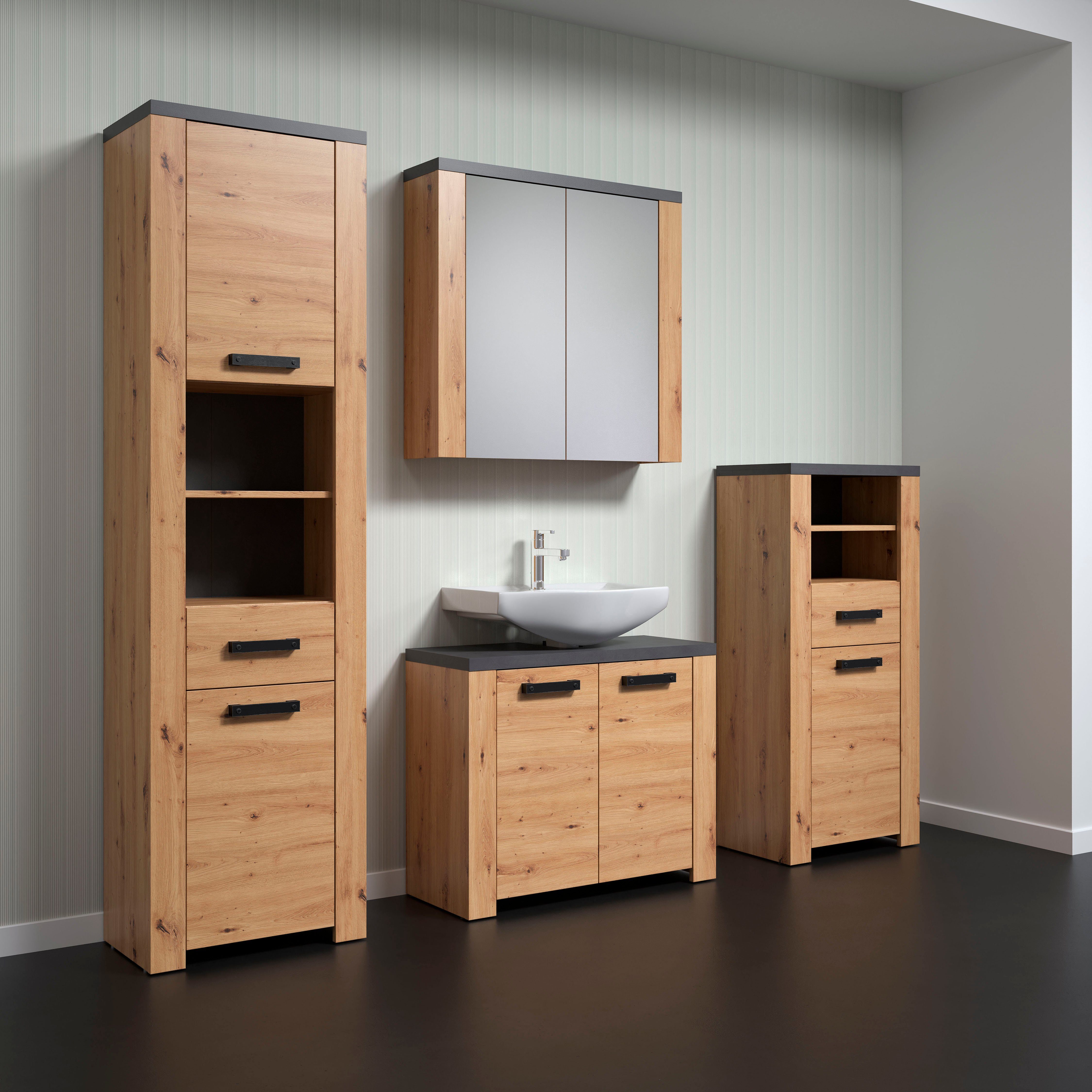 Home affaire Spiegelkast Ambres Badspiegel in matte echt houtlook - afmetingen (B/D/H) 79/20/78 cm