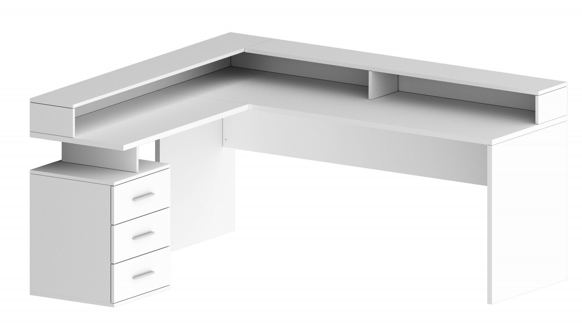INOSIGN Hoekbureau New Selina Bureau, lades, met of zonder monitorsteun, B 180/160 cm hoekbureaus wit