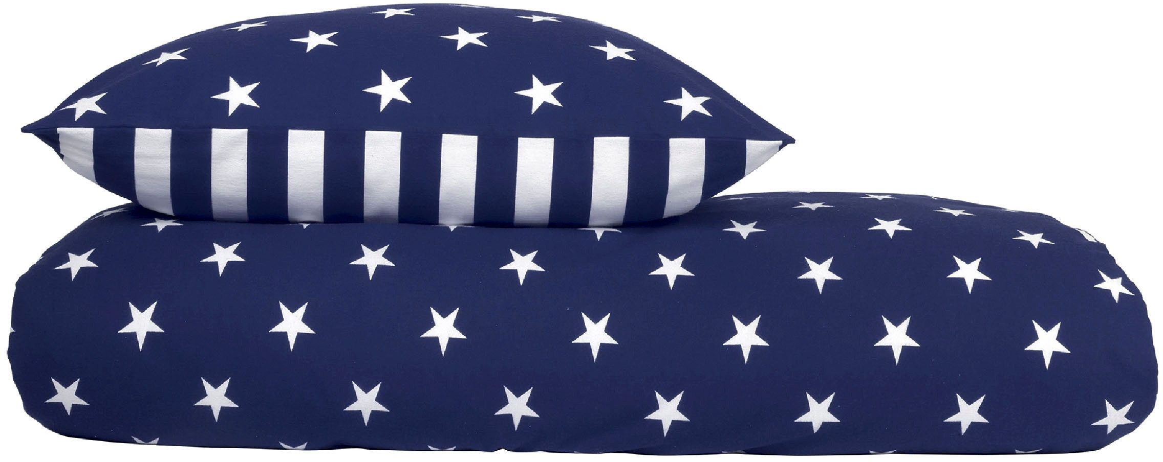 Schiesser Tweezijdig te gebruiken overtrekset Stars & Stripes van zacht katoen met sterrenprint (2-delig)