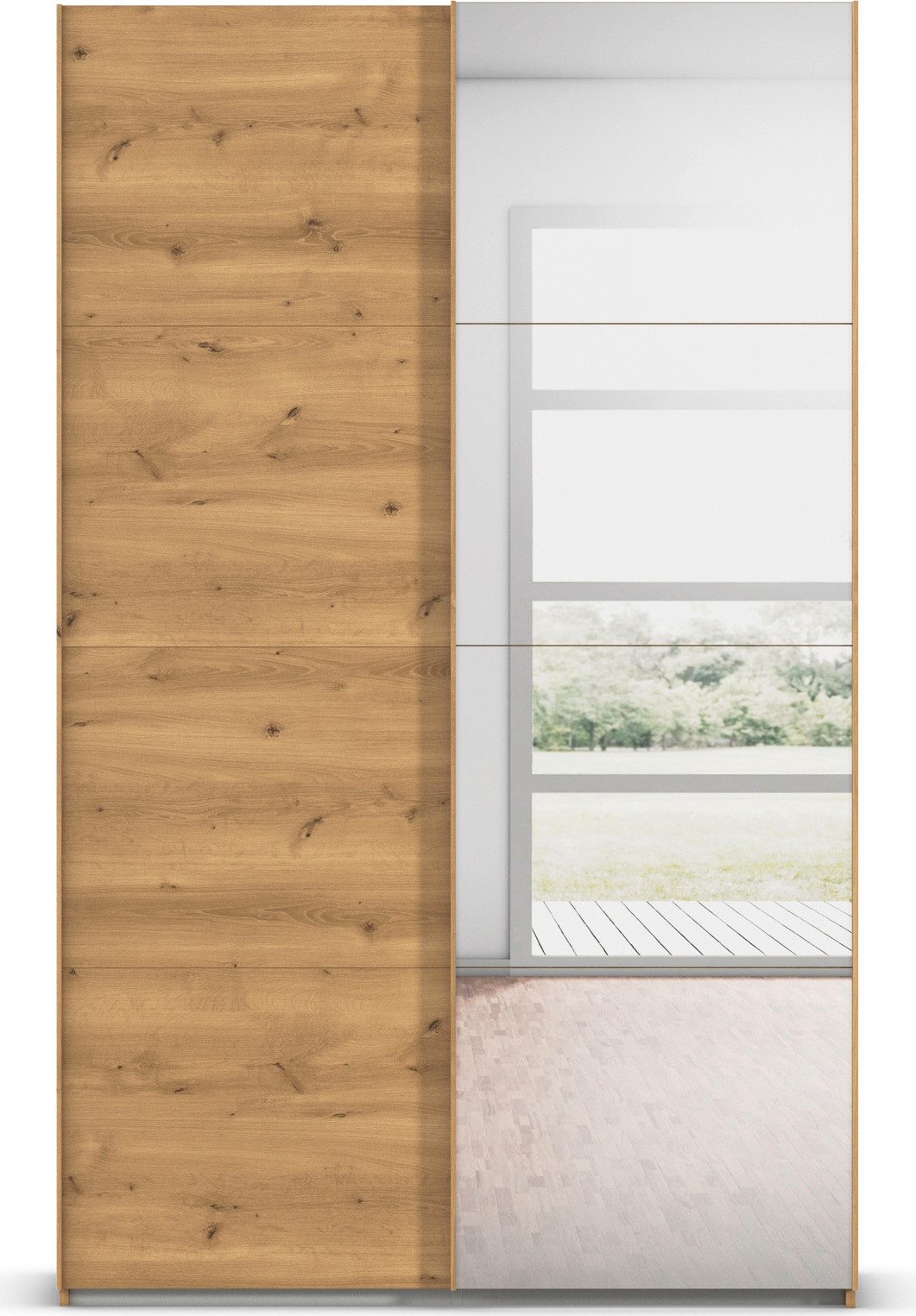 rauch Schuifdeurkast Kledingkast Kast Garderobe Slaapkamerkast EVELYN in elegante stijl met spiegel 5 breedtes veel opbergruimte made in germany