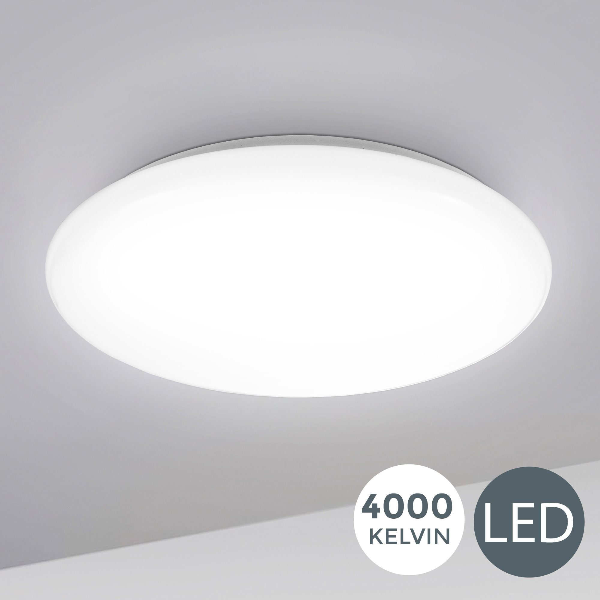 B.K.Licht Led-plafondlamp Leonis LED plafondlamp 28 cm 12W woonkamer design-lamp, wit plafondlampen