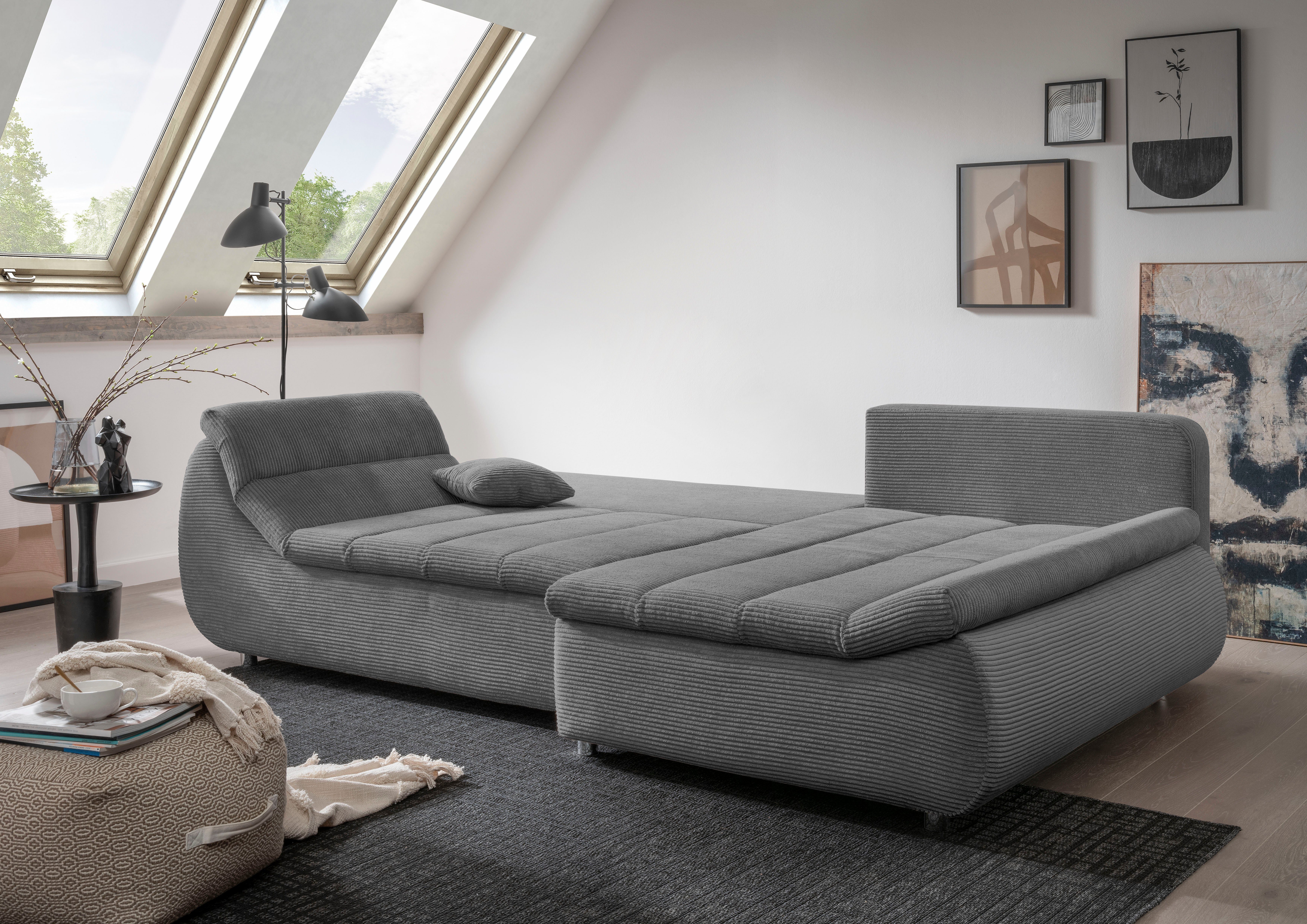 INOSIGN Hoekbank Imola elegant en comfortabel, actuele stiksels in de zitting, L-vorm