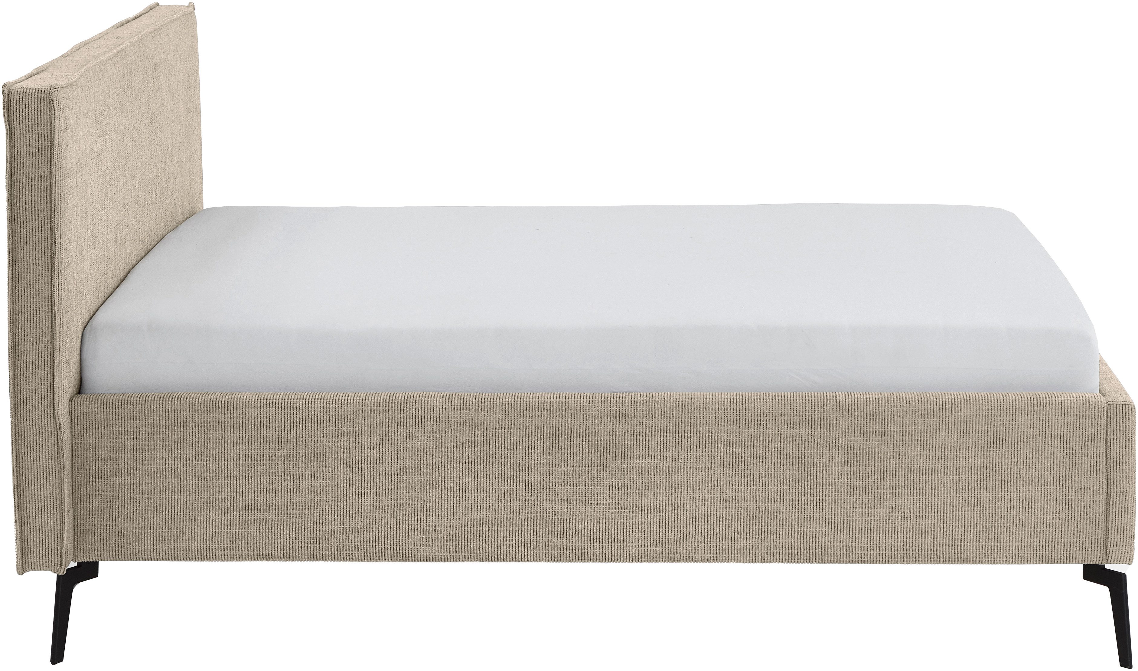 meise.möbel Gestoffeerd bed Riva II met zwarte metalen poten, naar keuze met bedkist