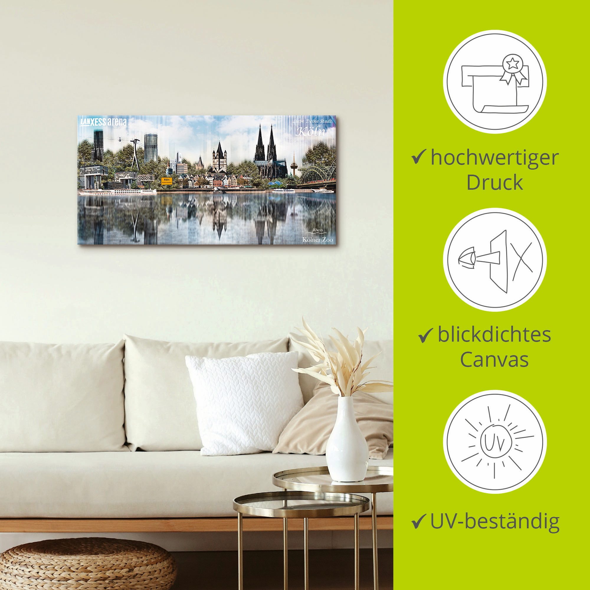 Artland Artprint op linnen Keulen Skyline abstracte collage 20