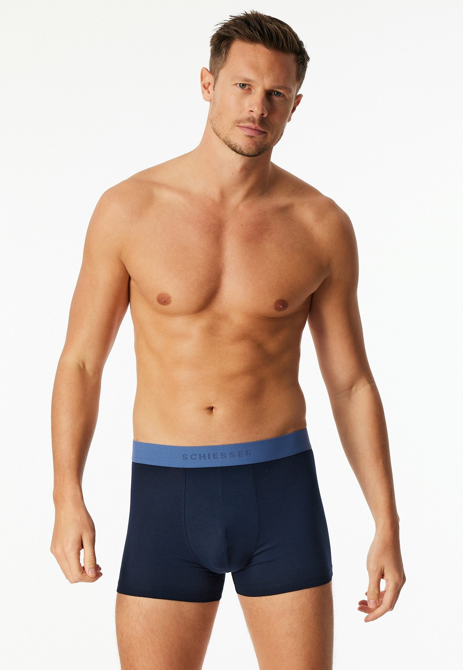 Schiesser Boxershort 95/5 Multipacks zonder gulp, logoband, korte pijpen (Set van 3)