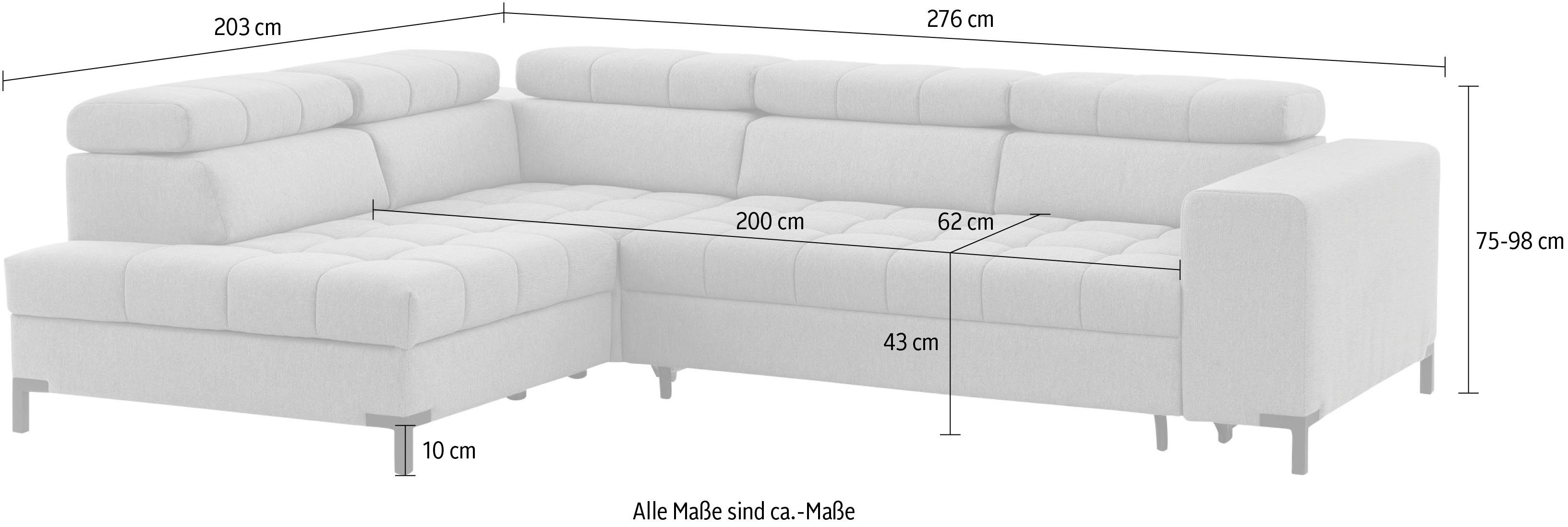 exxpo - sofa fashion Hoekbank Bocco, hoogwaardige afwerking, geweldig zitcomfort, comfortabel, L-vorm