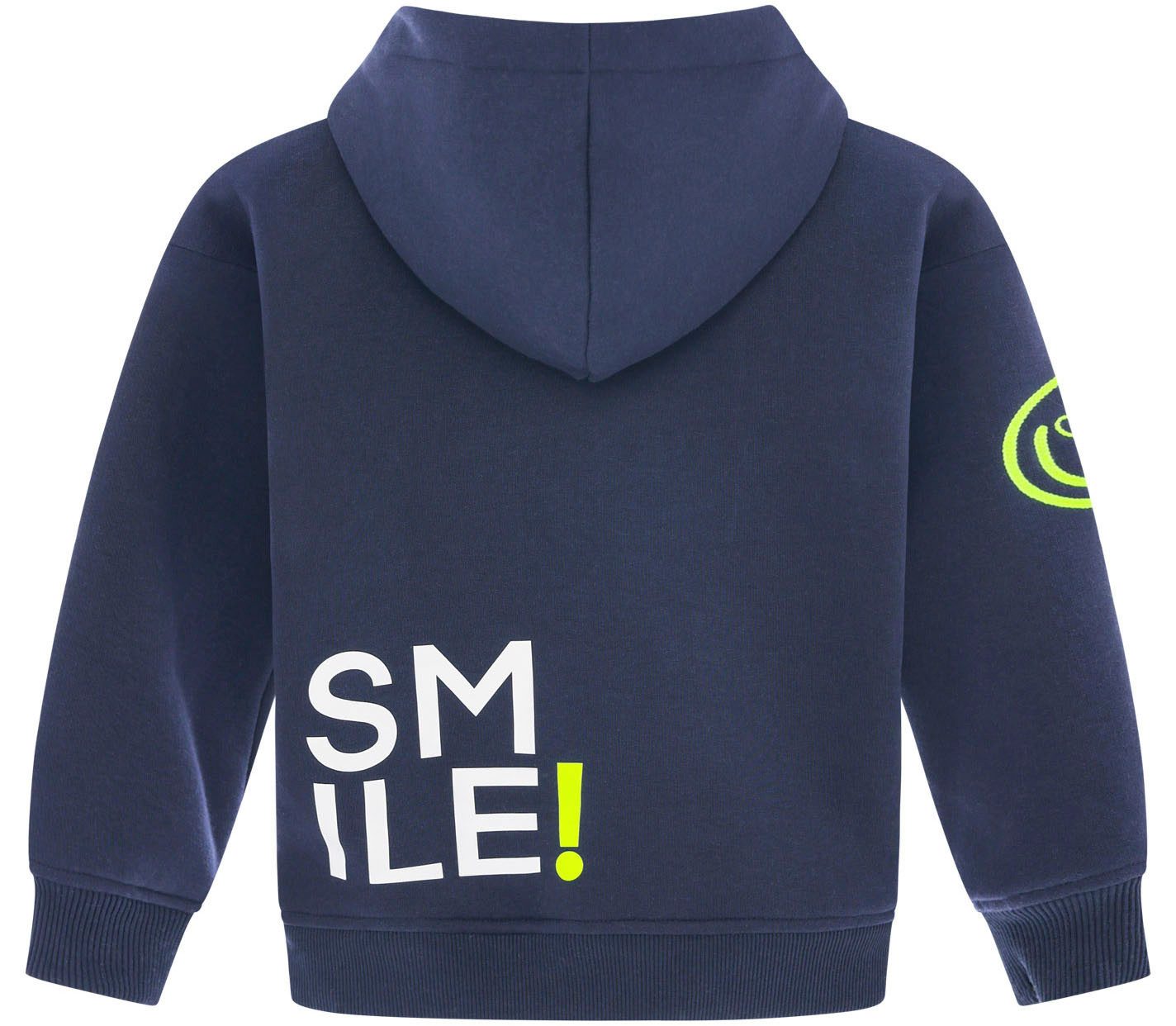 Zwillingsherz Hoodie Alissa-Kids met "smile"-opdruk in neonkleur en geborduurde smiley