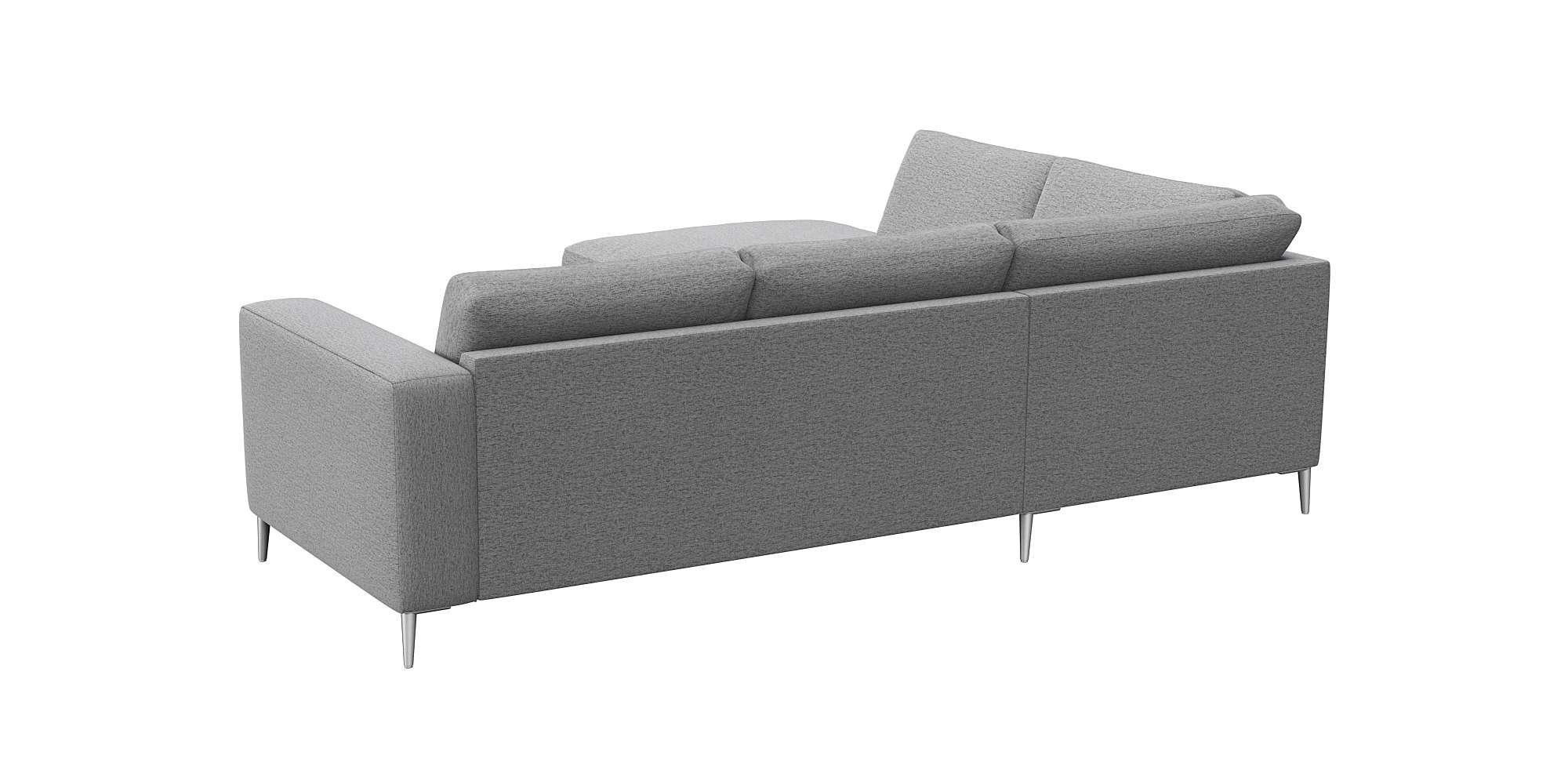 FLEXLUX Hoekbank Fiore, L-vorm brede armleuningen, aluminiumkleurige poten, bxd 241x225 cm, koudschuim in de zitting