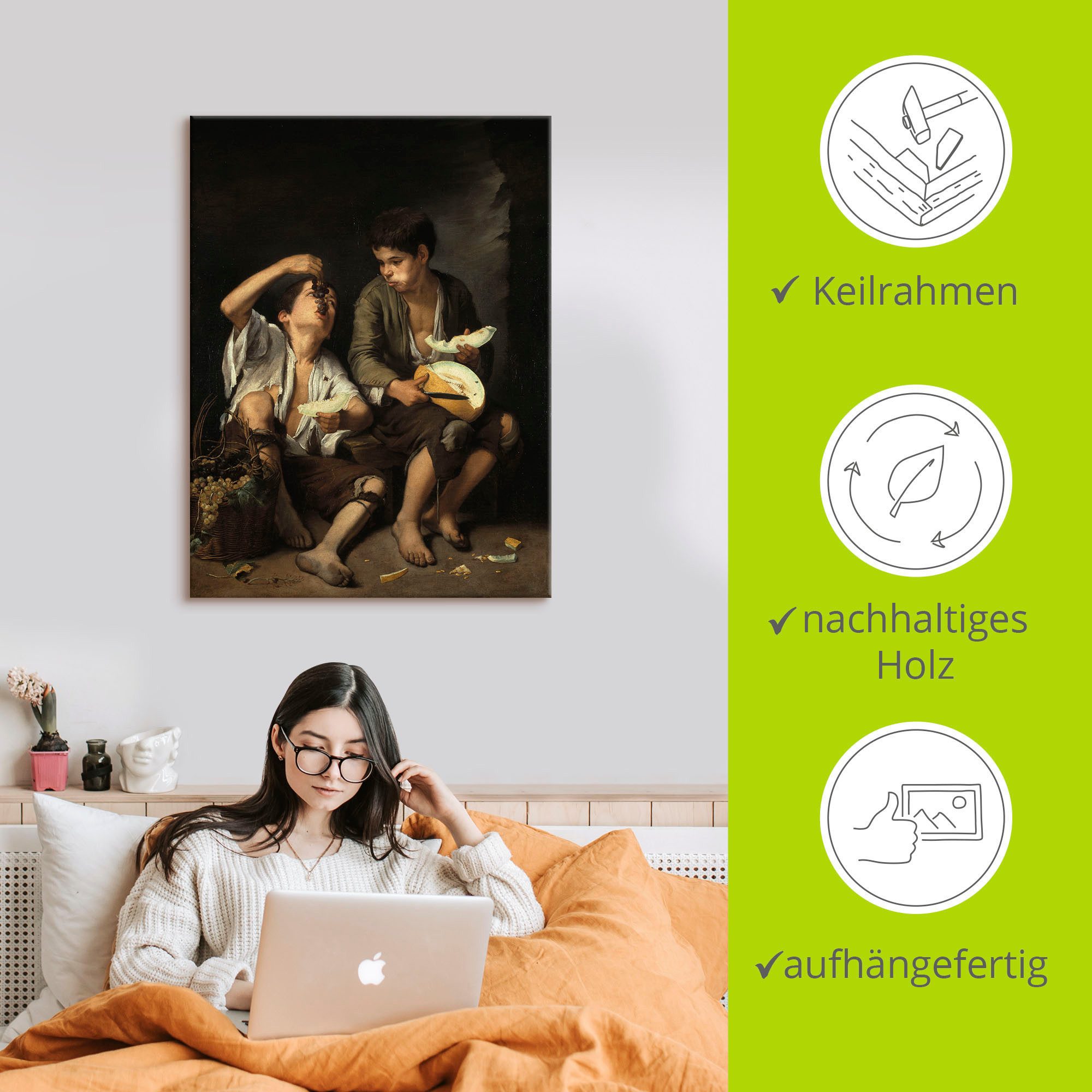 Artland Artprint op linnen Druiven en meloen eters. 1645/46