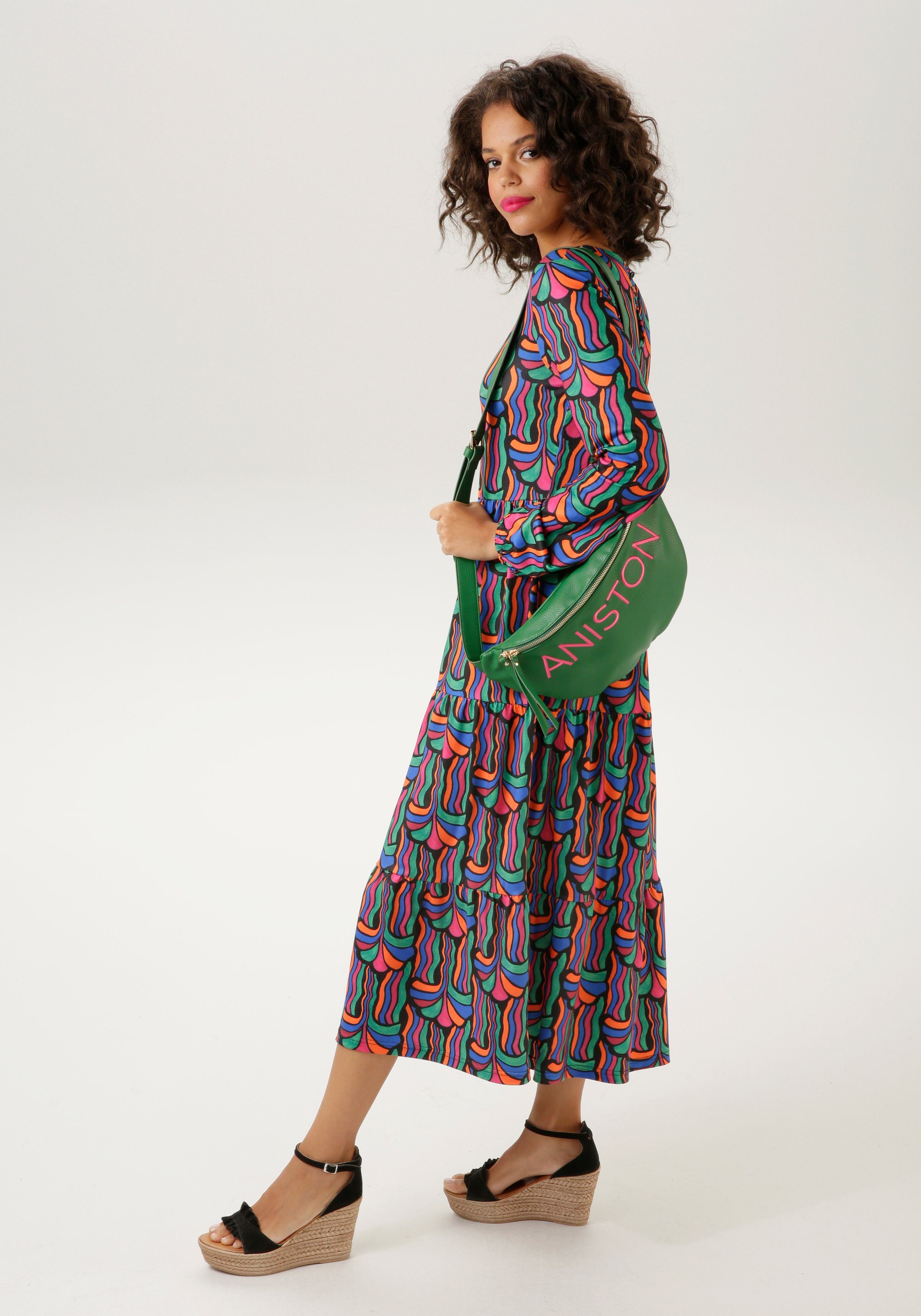 Aniston CASUAL Jerseyjurk met kleurrijke, grafische print
