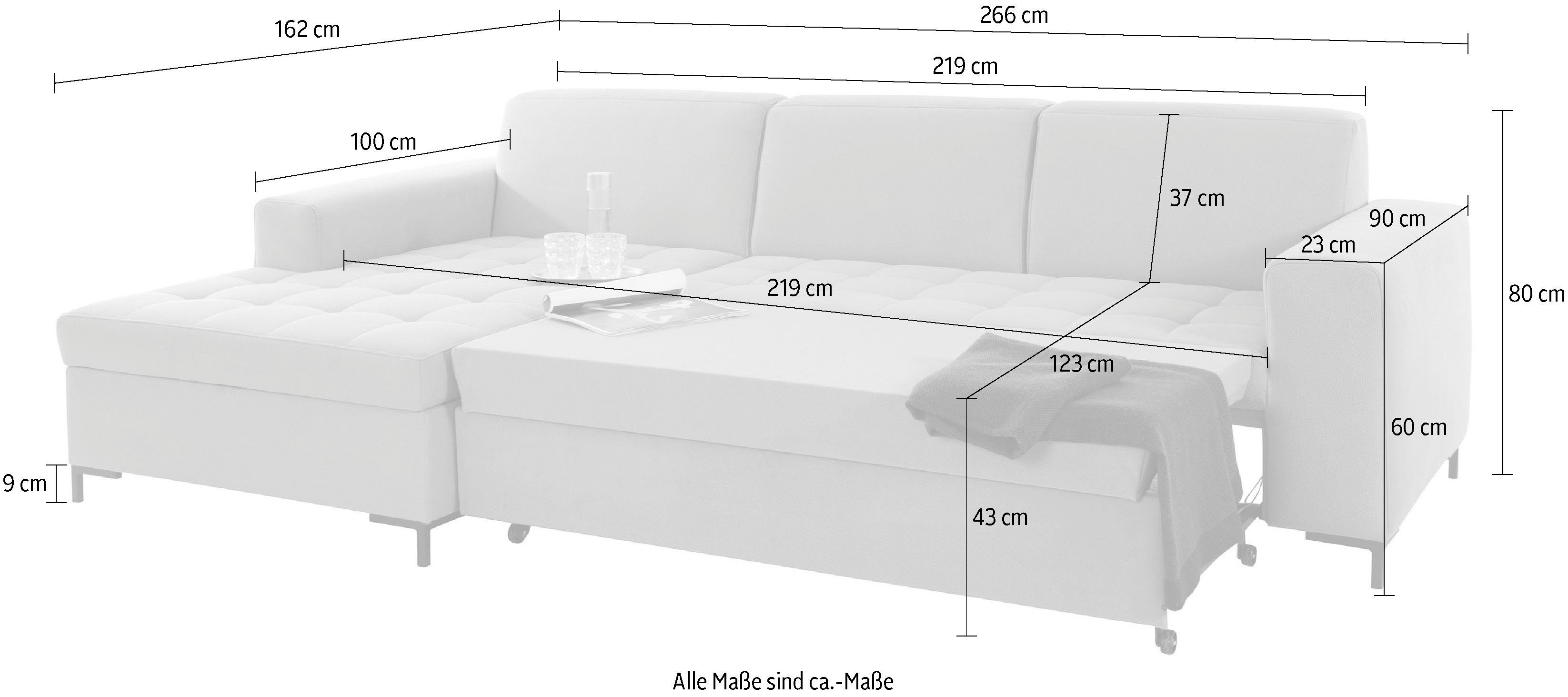 OTTO products Hoekbank Grazzo, tijdloos & elegant, moderne zittinghechting, Breedte 266cm, L-vorm