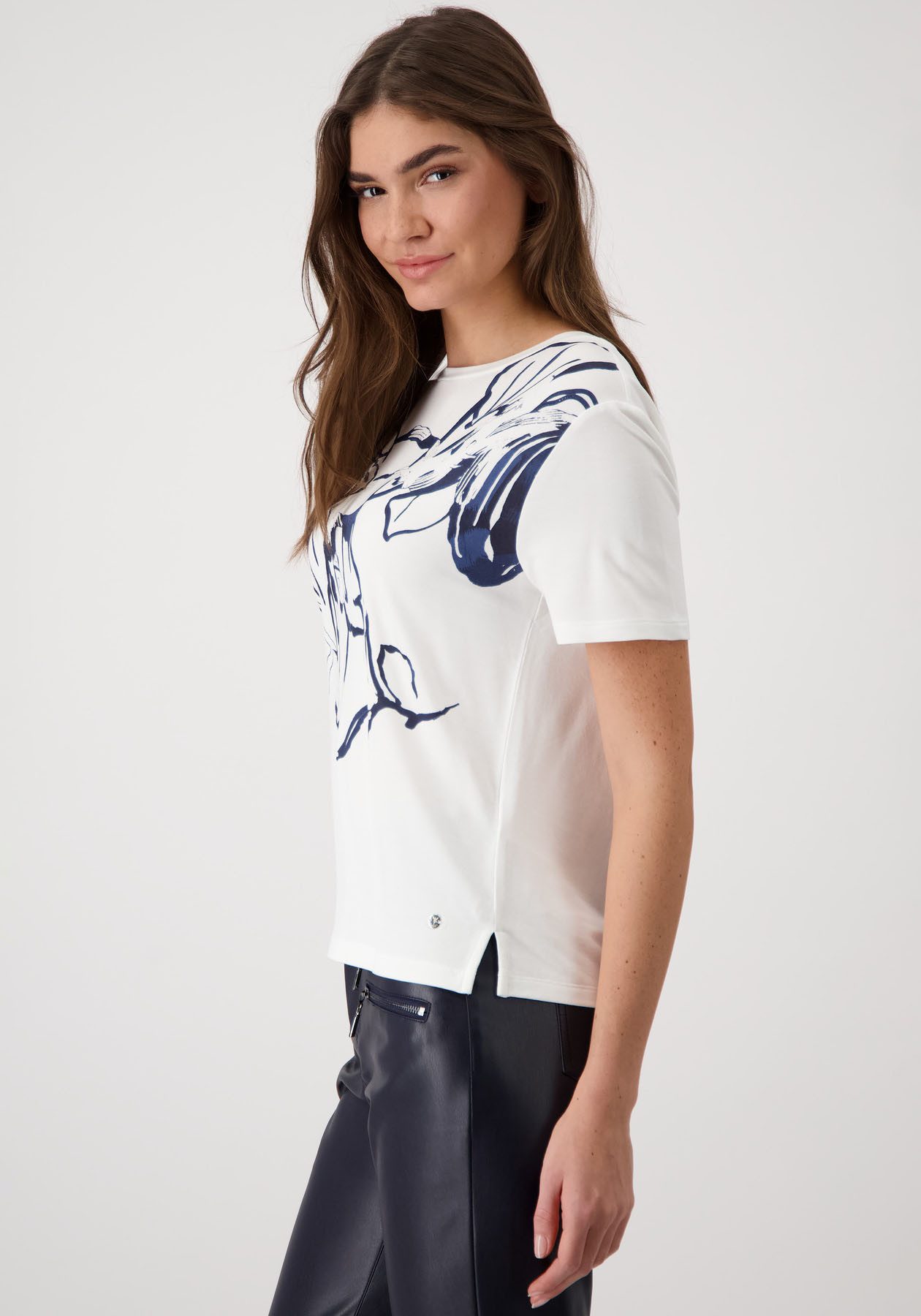 Monari Shirt met ronde hals Shirt Drukbloem met bloemenprint