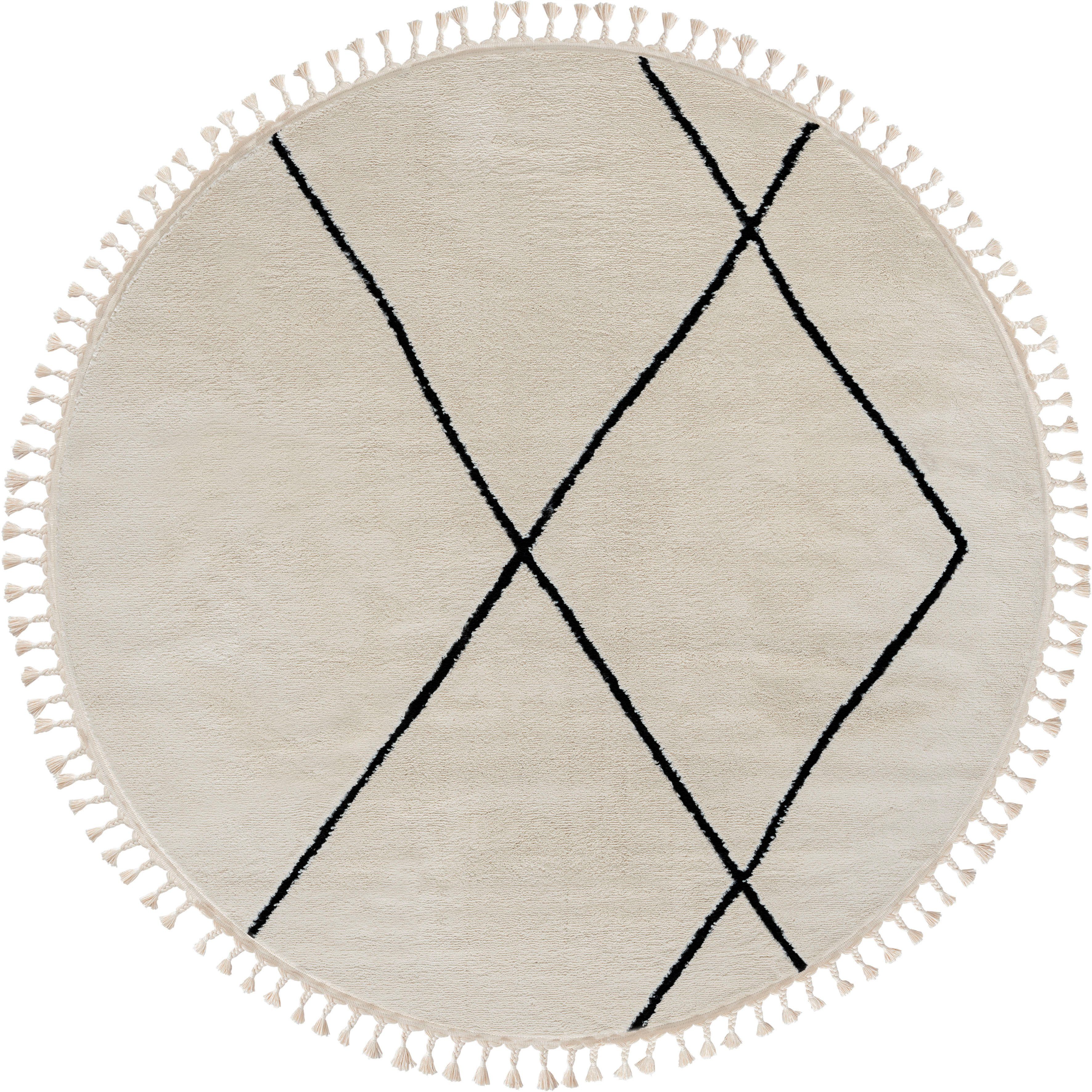 Myflair Möbel & Accessoires Hoogpolig vloerkleed Moroccan Signature modern, marokkaans ontwerp, ruitenpatroon, zacht, met franjes