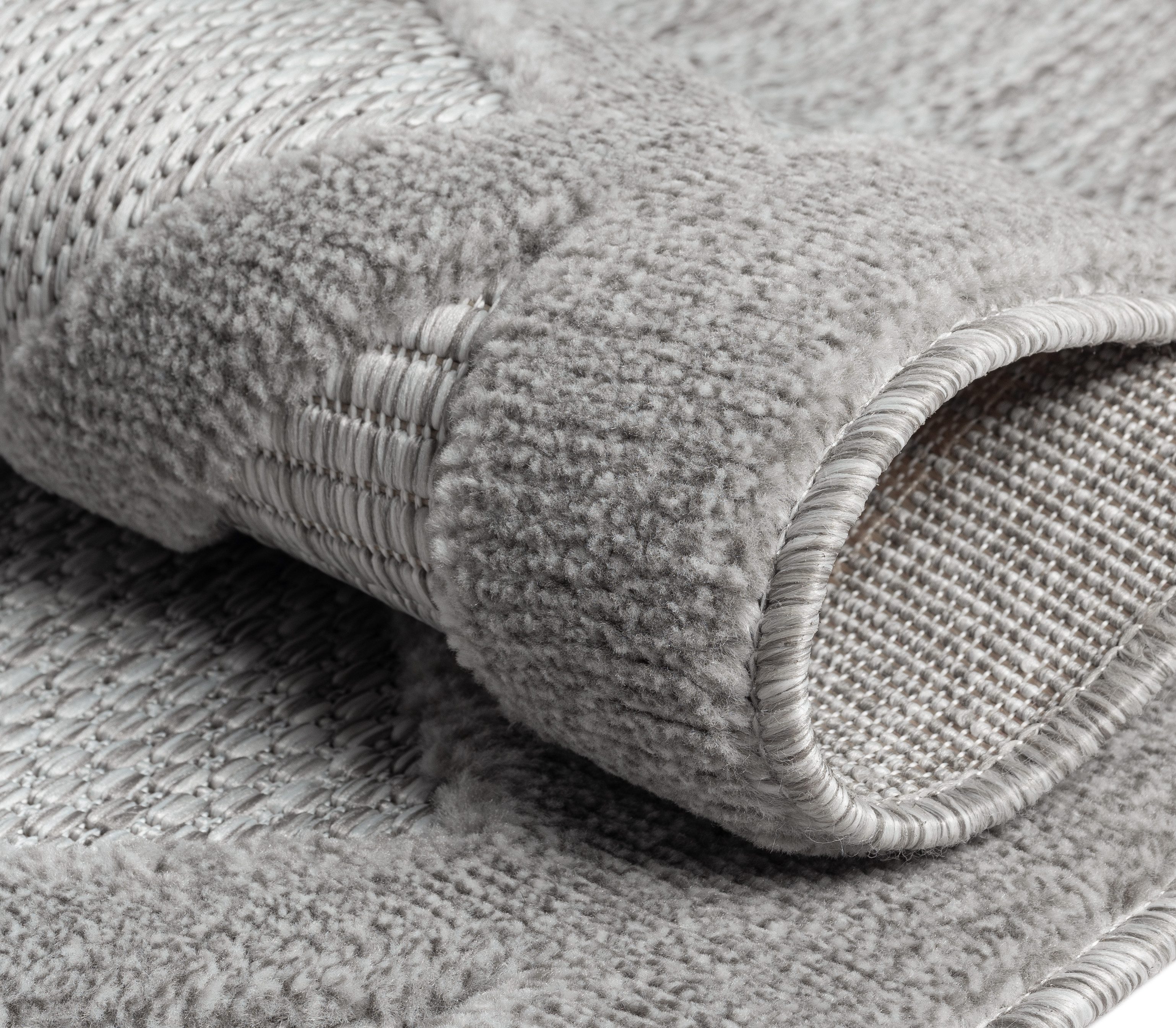Myflair Möbel & Accessoires Vloerkleed Amara voorraadopruiming Uni-kleuren, hoog-laag effect, geschikt voor buiten, balkon, terras