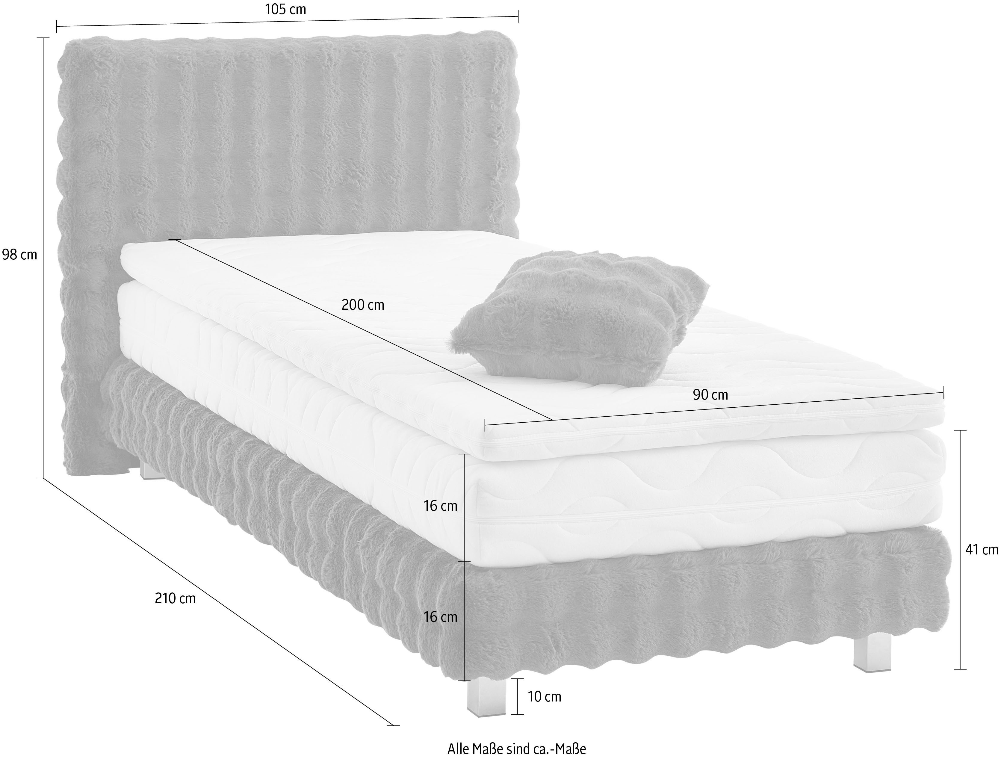 Westfalia Polsterbetten Boxspring Sendai Faux bont HIGHLIGHT, optioneel matrassen in H2,H3,H4