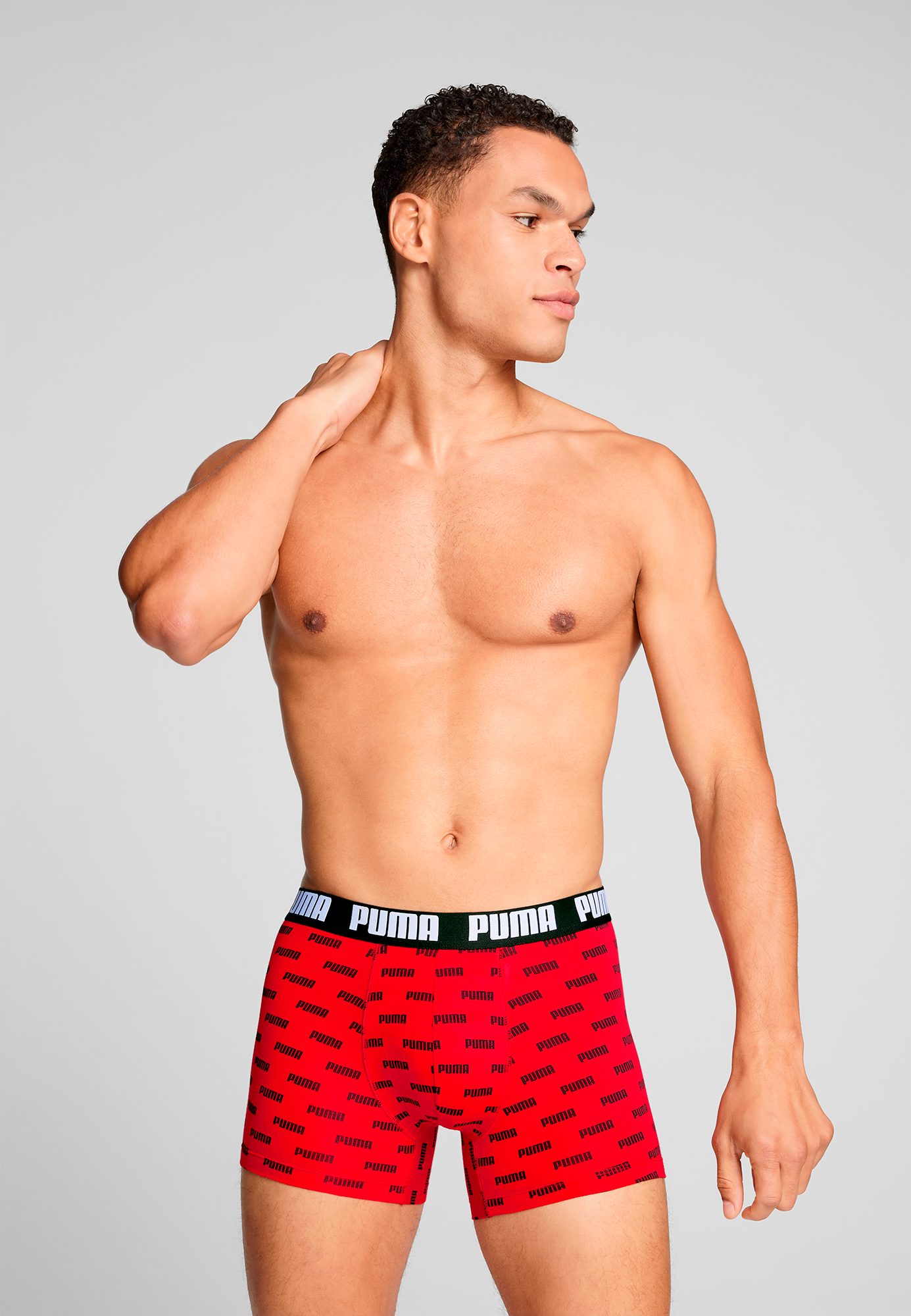 PUMA Boxershort PUMA MEN EVERYDAY LOGO PRINT BOXERS 2P 1x uni, 1x allover logo met kleine ribboord (Set van 2)