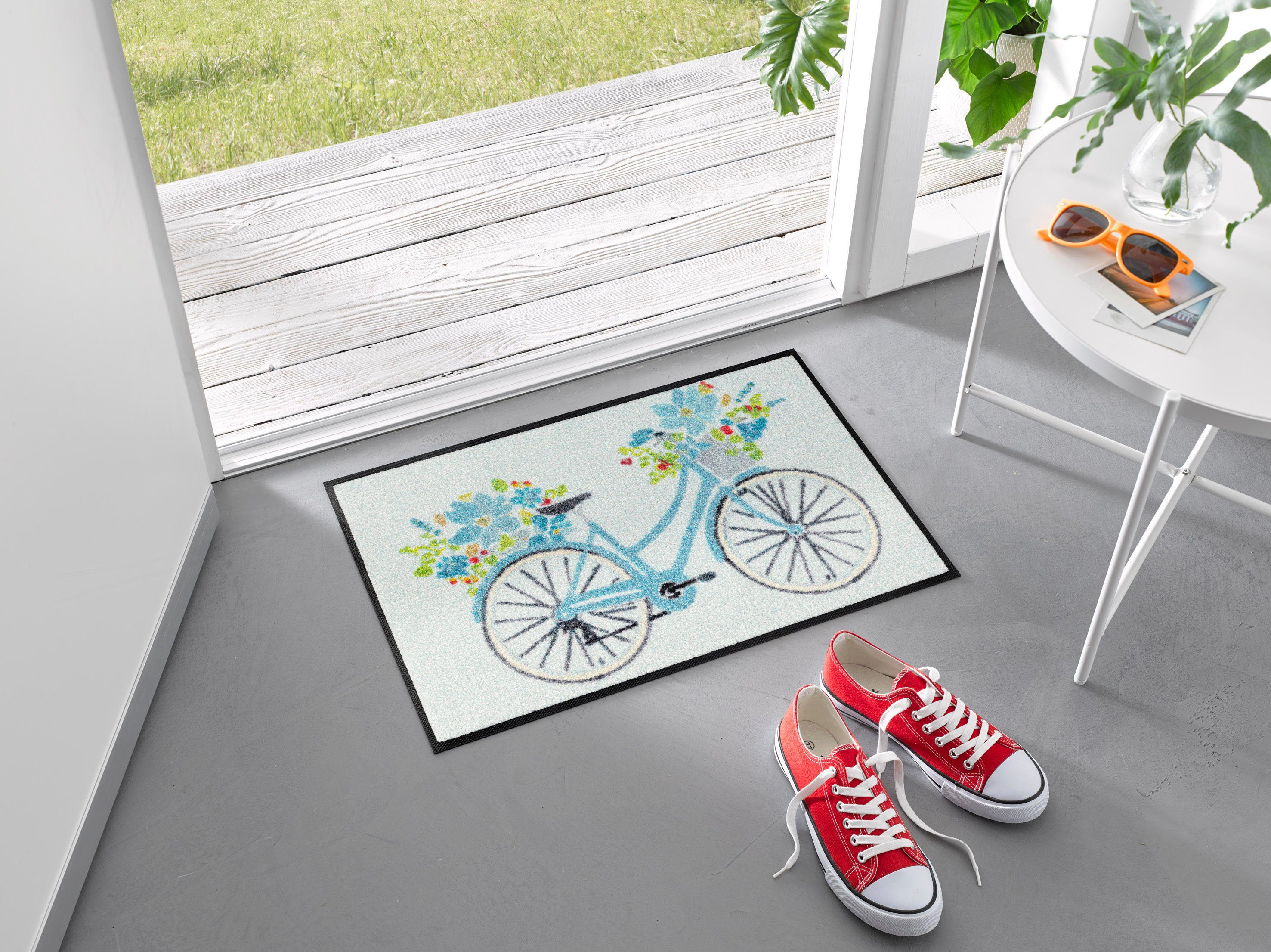 wash+dry by Kleen-Tex Mat Daisy Daisy Inloopmat, motief fiets, geschikt voor binnen en buiten, wasbaar