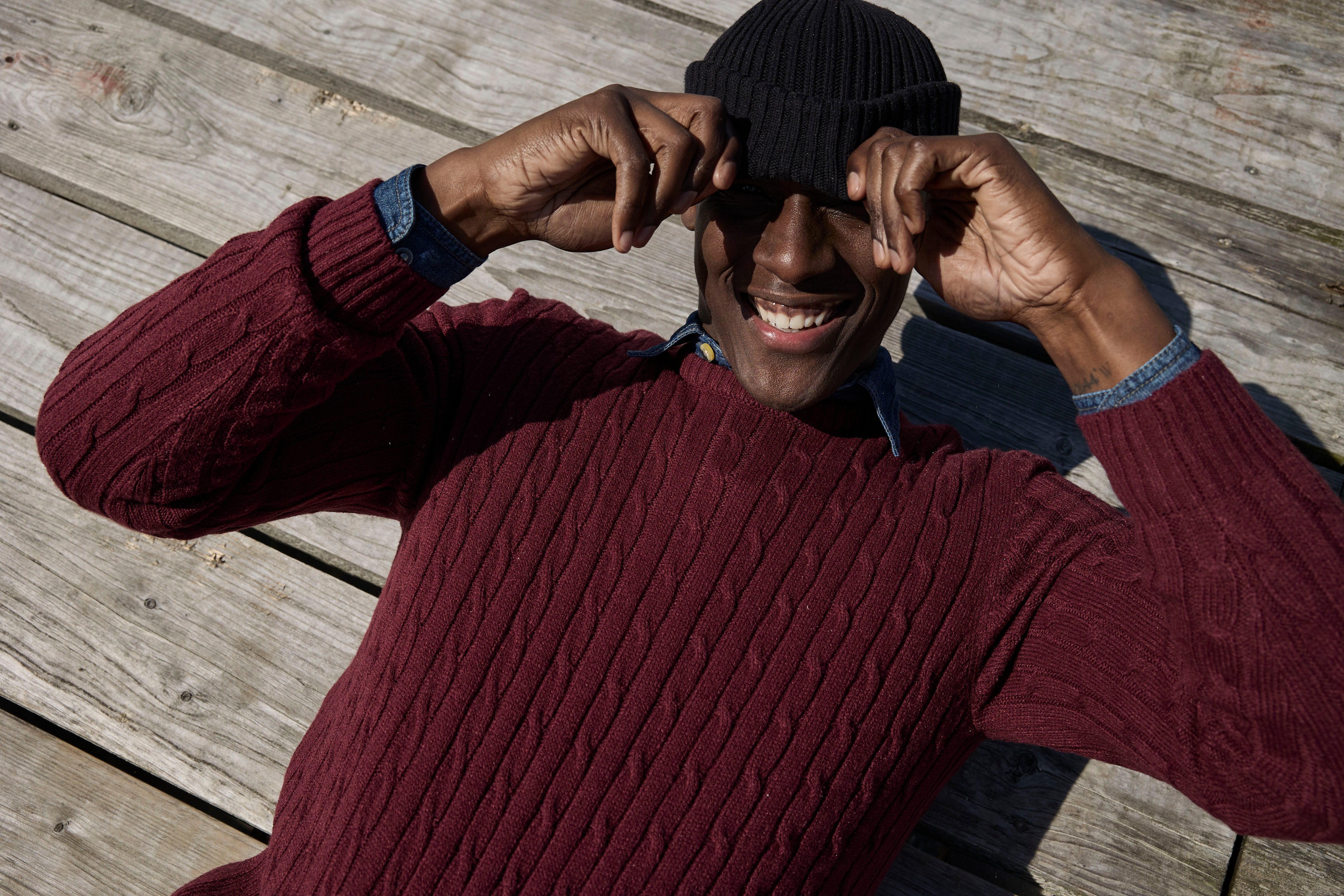 Man's World Trui met ronde hals Nieuwe collectie! Highlight all-over kabelpatroon!