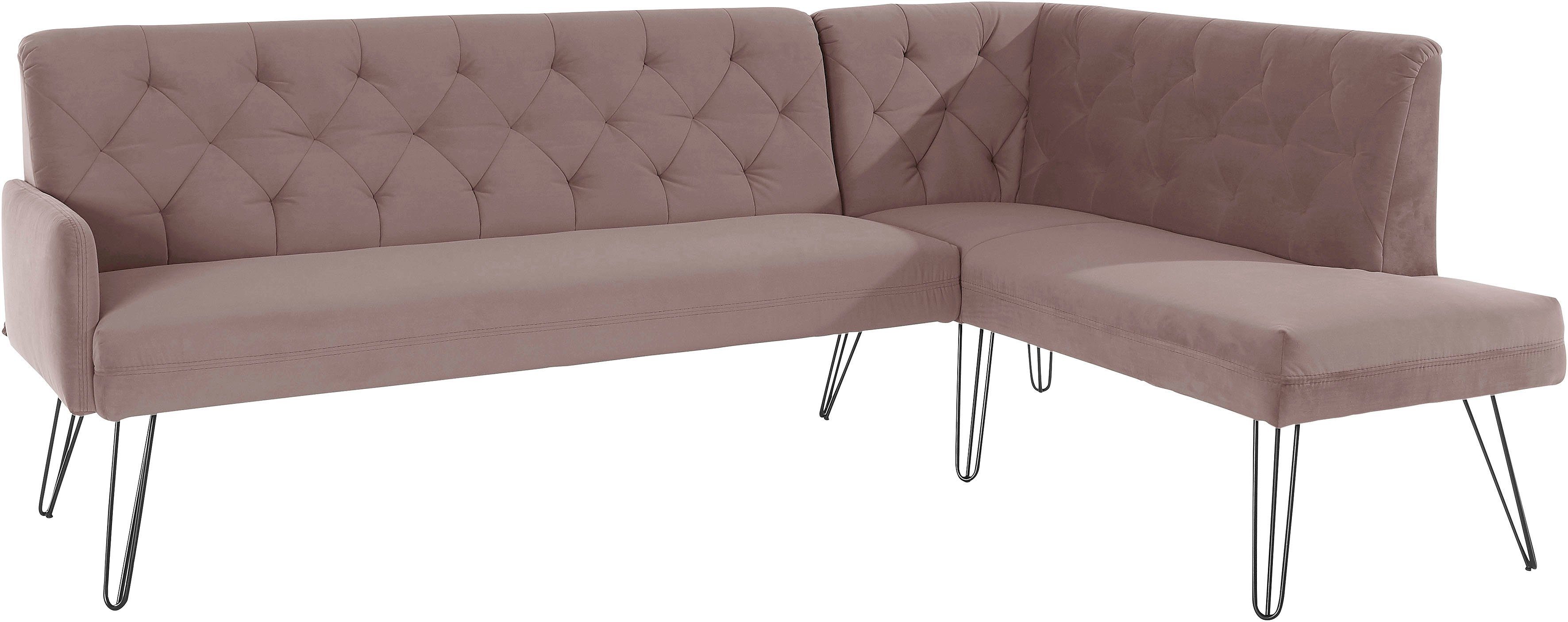 exxpo - sofa fashion Hoekbank Doppio, Chesterfield look, comfortabel en handig, hoge designvoeten