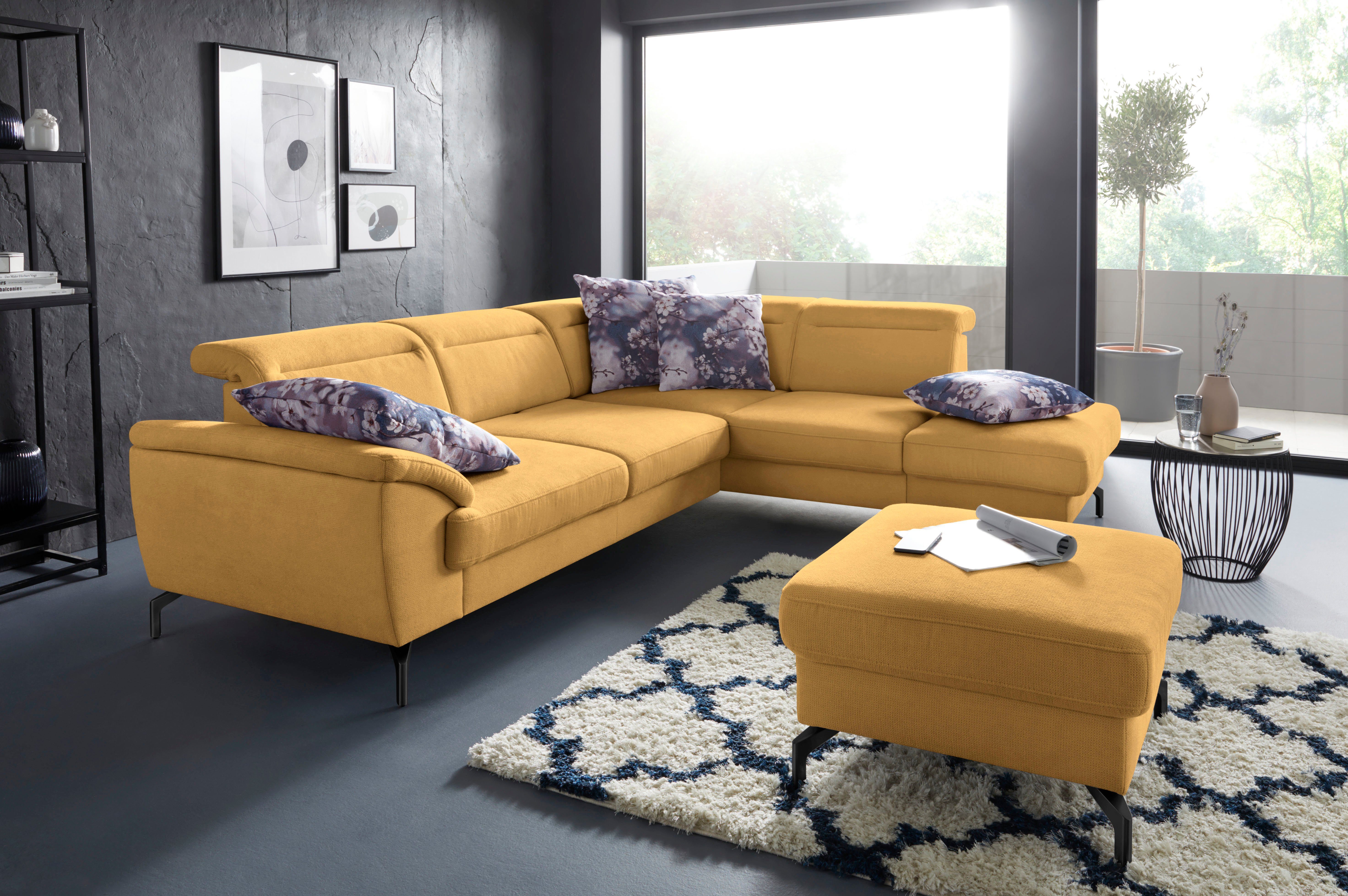 sit&more Hoekbank Percy L-vorm 15 cm poothoogte, zitdiepteverstelling, naar keuze in 2 pootkleuren