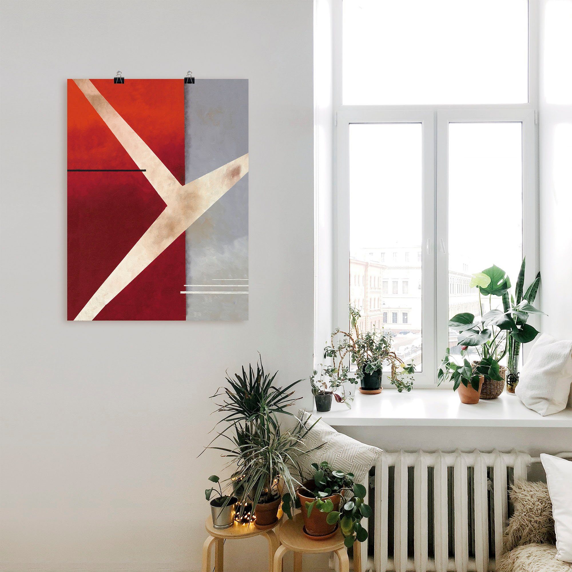 Artland Artprint Abstract in rood/grijs als artprint op linnen, poster in verschillende formaten maten