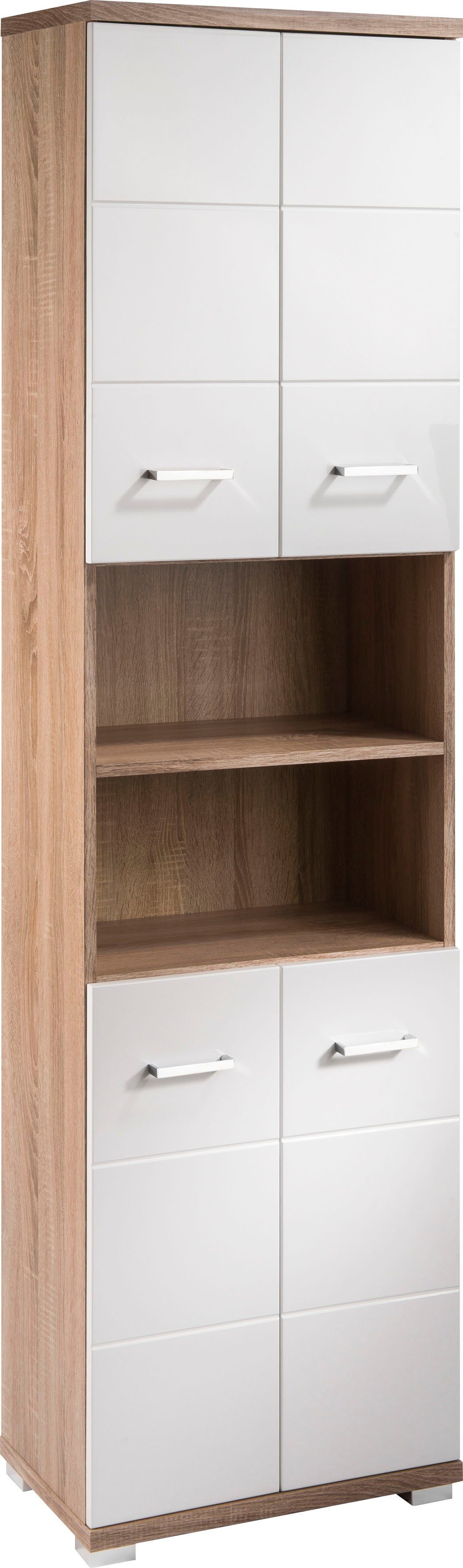 byLIVING Hoge kast Nebraska Breedte 50 cm, badkamerkast met metalen handgrepen, veel bergruimte hoge kasten beige