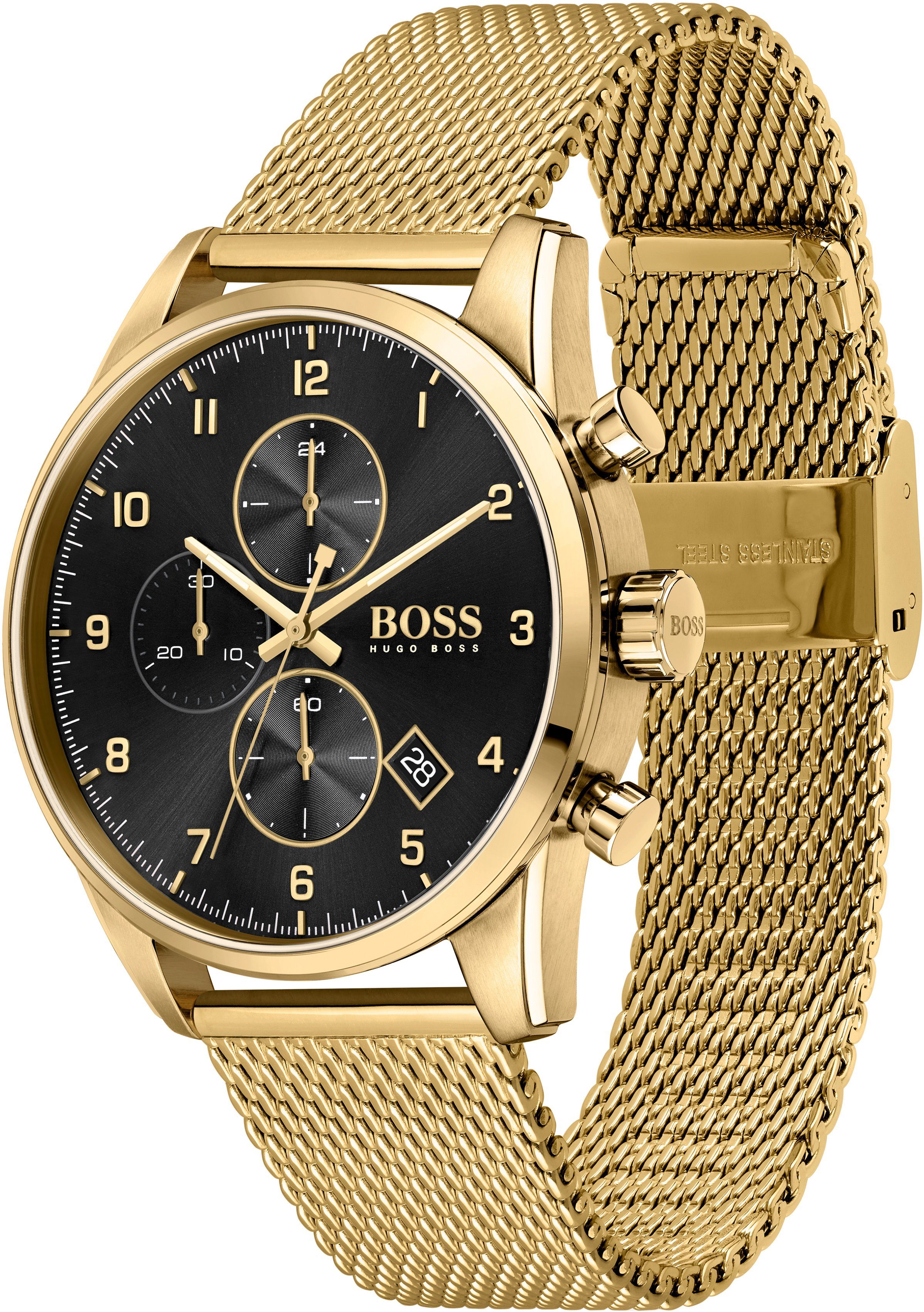 Boss Chronograaf SKYMASTER Quartzhorloge, herenhorloge, horloge, stopwatchfunctie, roestvrijstalen band