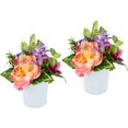 my home takken pioenroos hortensia bessen in metalen pot, kunstbloemen-bloemstuk, set van 2 (2 stuks) multicolor