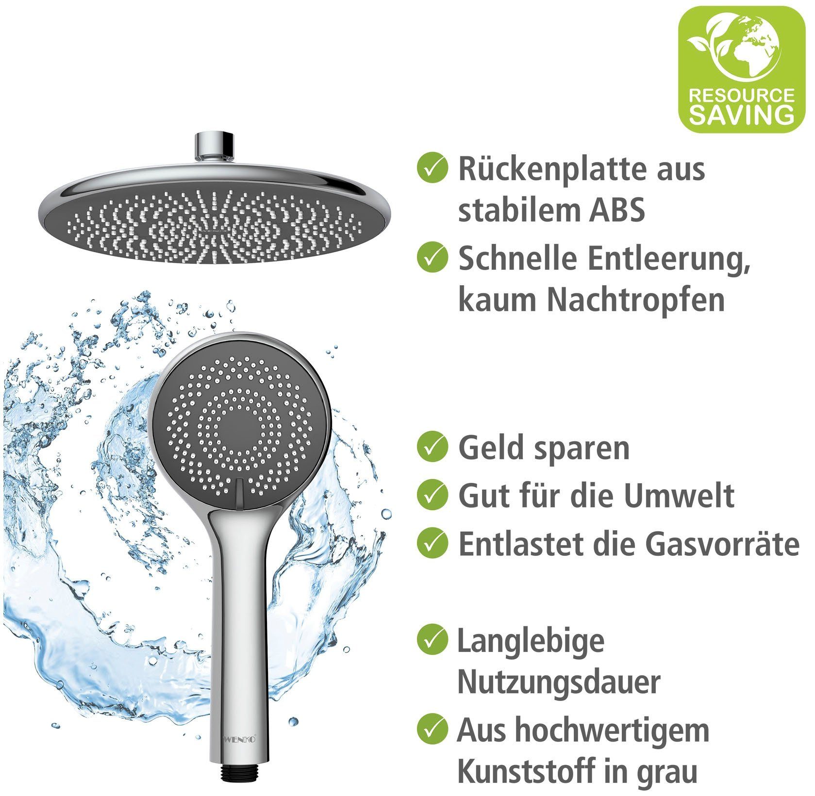 WENKO Douchesysteem Watersaving eenvoudige aansluiting op bestaande kraan of wandbocht