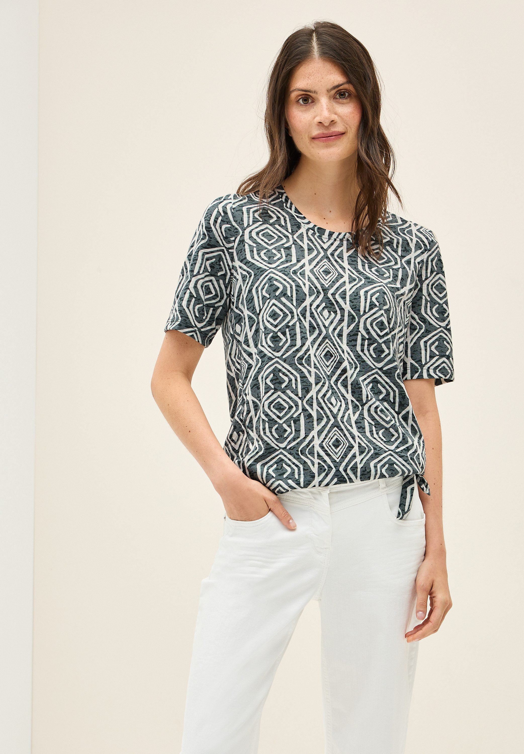 Cecil T-shirt in etskant-look