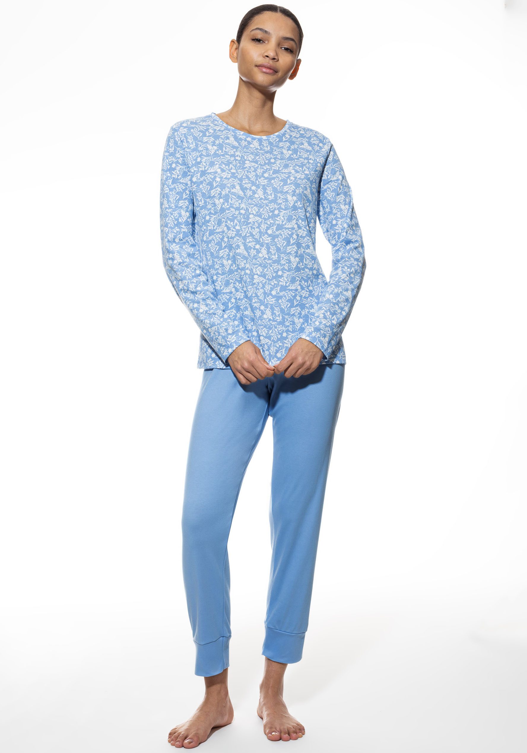 Mey Pyjama Flower Meadow (2-delig) dames nachtkleding maat 46 blauw