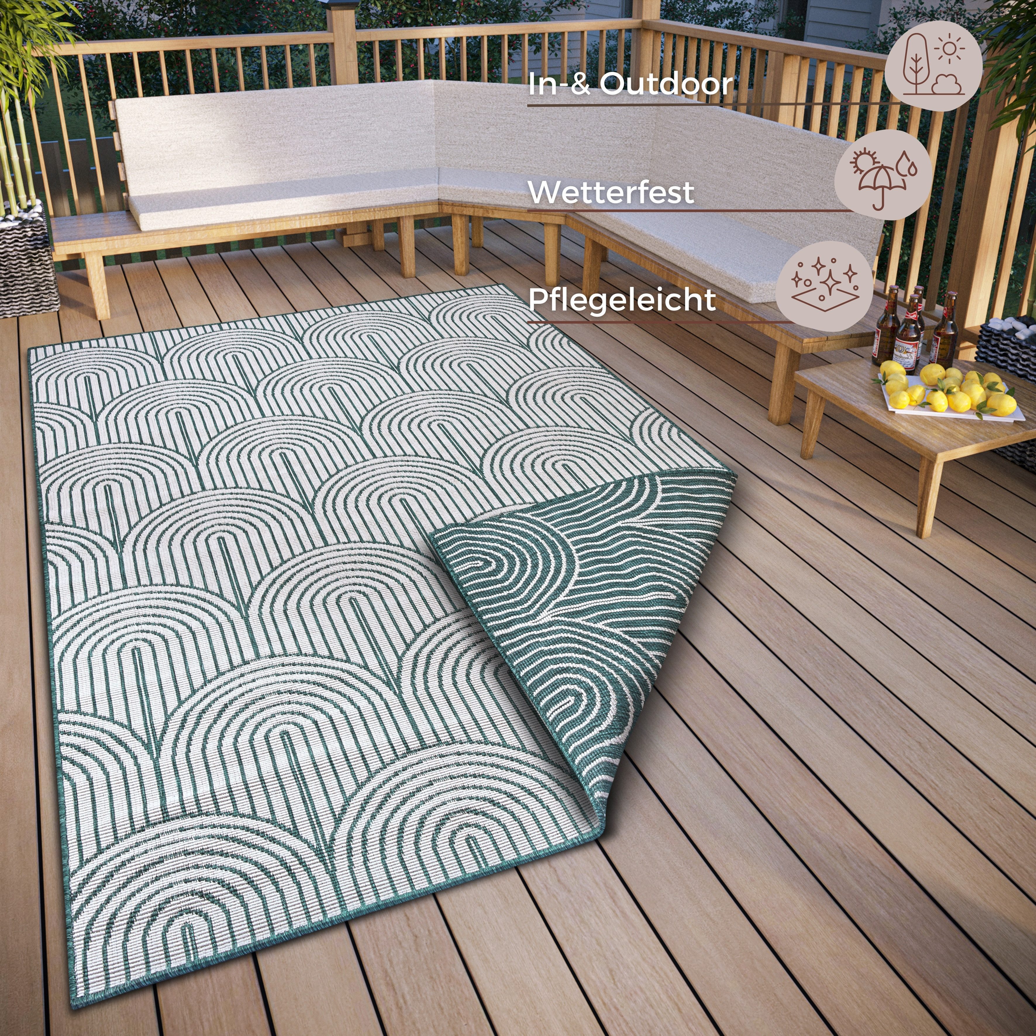 HANSE Home Outdoorkleed Pangli, omkeerbaar tapijt In- & outdoor, vloerkleed, weerbestendig, balkon, tuin, woonkamer, modern