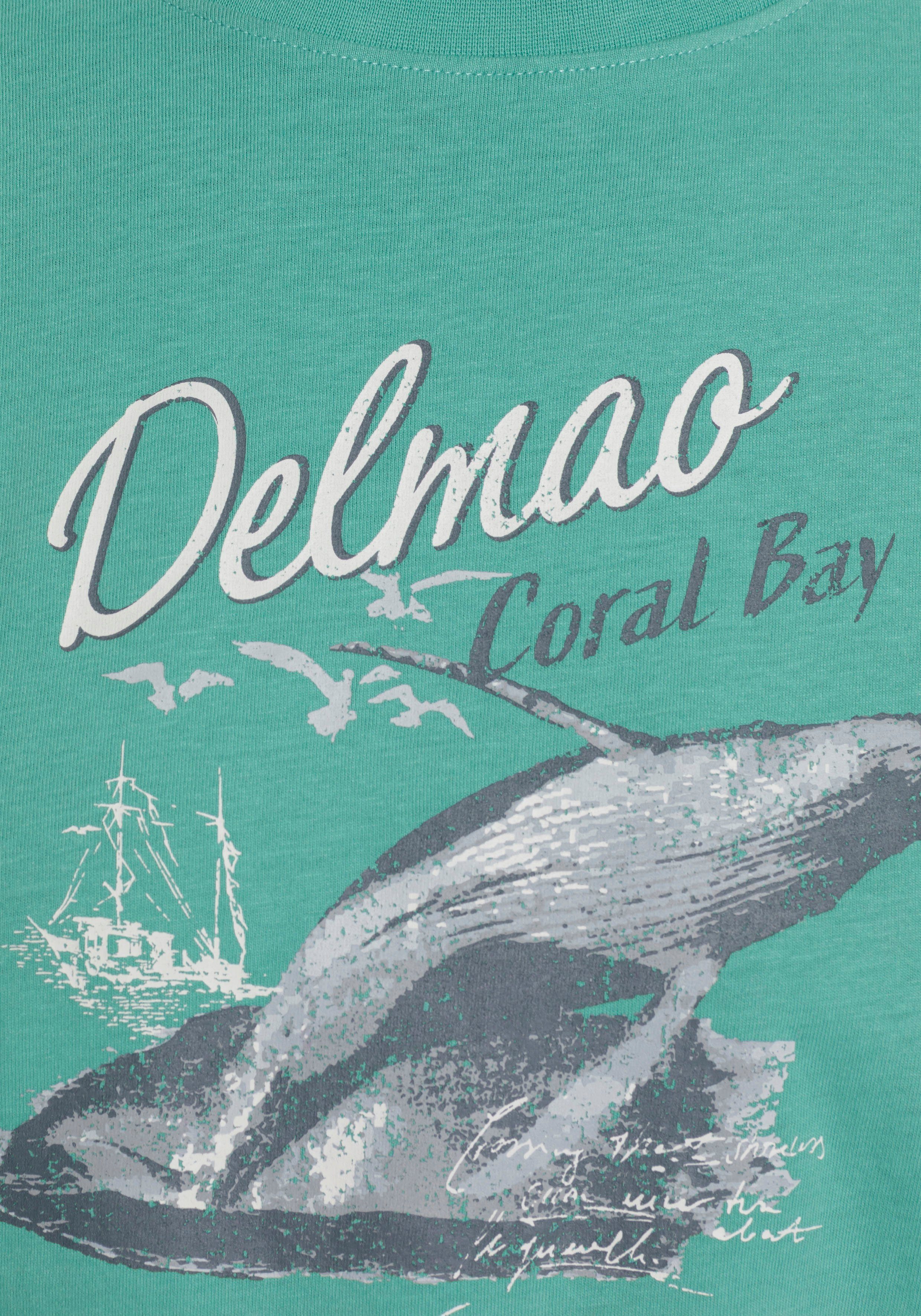 DELMAO Shirt met lange mouwen smalle pasvorm, met casual print, ronde hals
