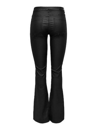 Only Imitatieleren broek ONLBLUSH MID WAIST FLARED COATED NOOS
