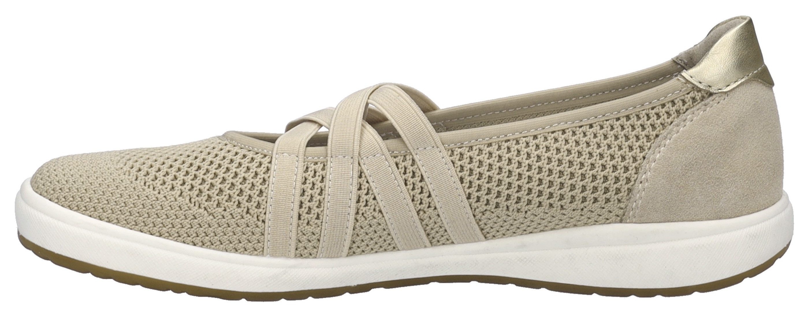 Josef Seibel Ballerina's met riempje Caren 67 , slipper, sneaker, instapschoen met metallic inzet op de hiel