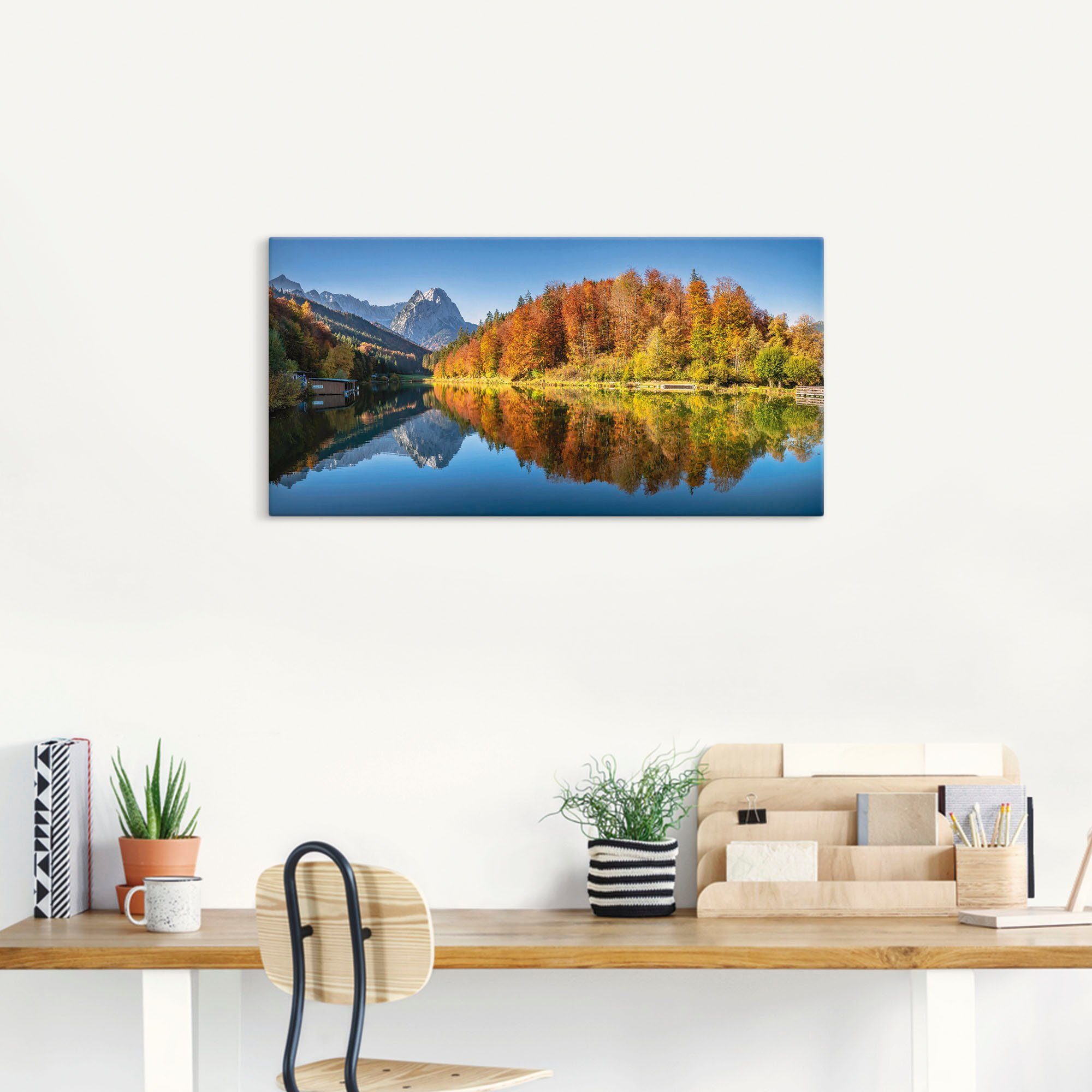 Artland Artprint op linnen Riessersee Beieren gespannen op een spieraam