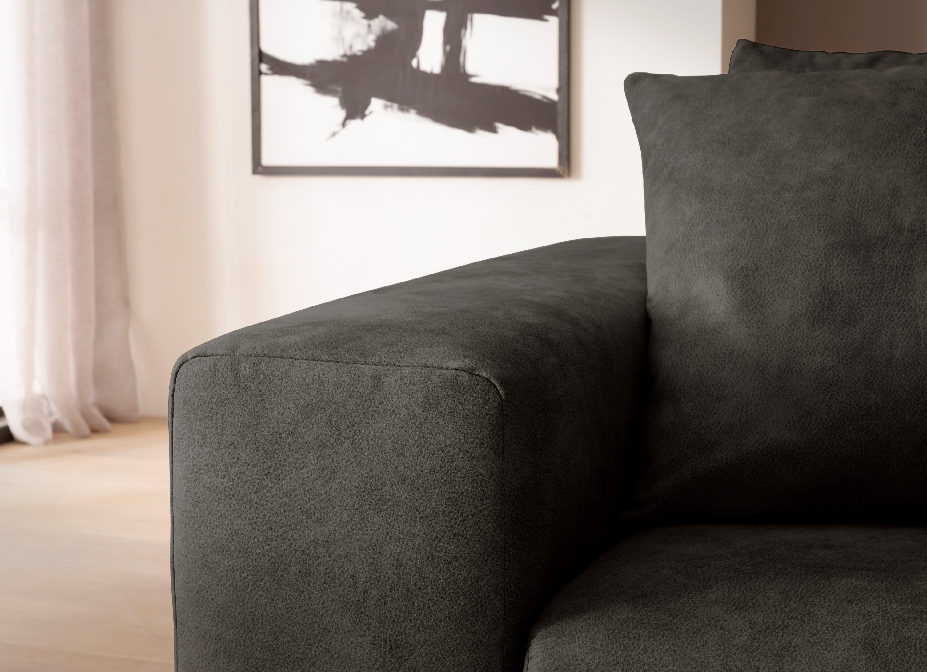 andas 3-zitsbank SLEETLAND XXL in fluweel of vintage lederlook