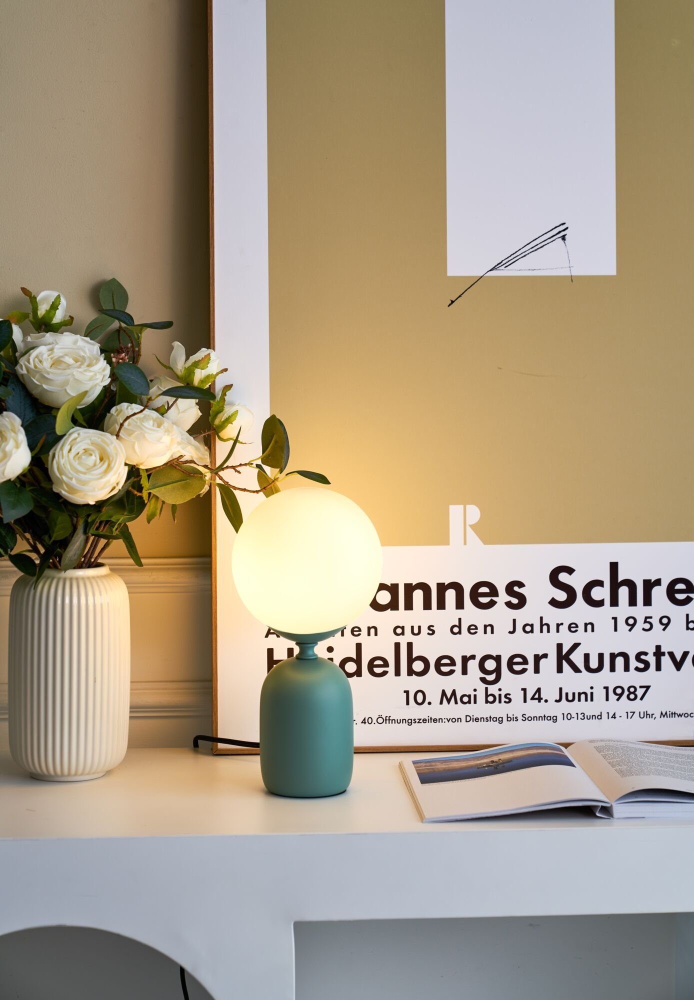Pauleen Tafellamp Glowing Charm max 20W groen/wit keramiek