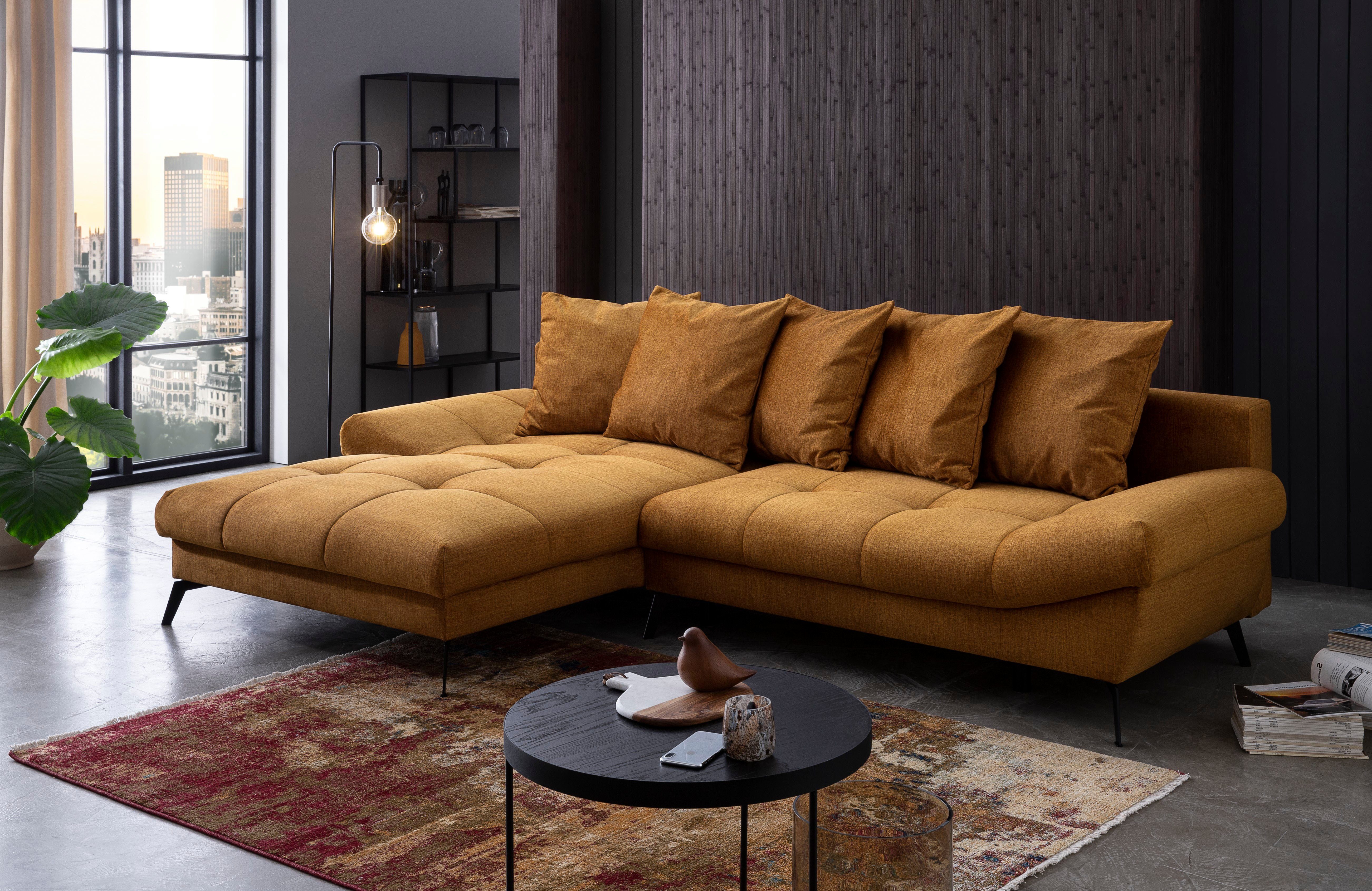 exxpo - sofa fashion Hoekbank Olmedo, extravagante ontwerp en geweldig zitcomfort, L-vorm goud(kleur), hoekbanken, Recamiere links