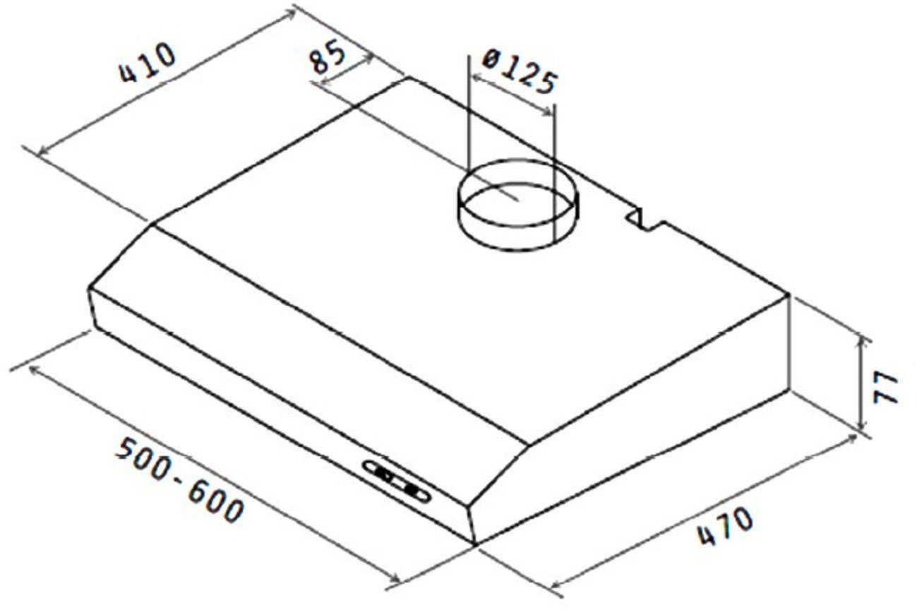 RESPEKTA Onderbouwkap DH 620 60 cm, 3 vermogensniveaus, led-verlichting, geschikt voor afzuiging en recirculatie