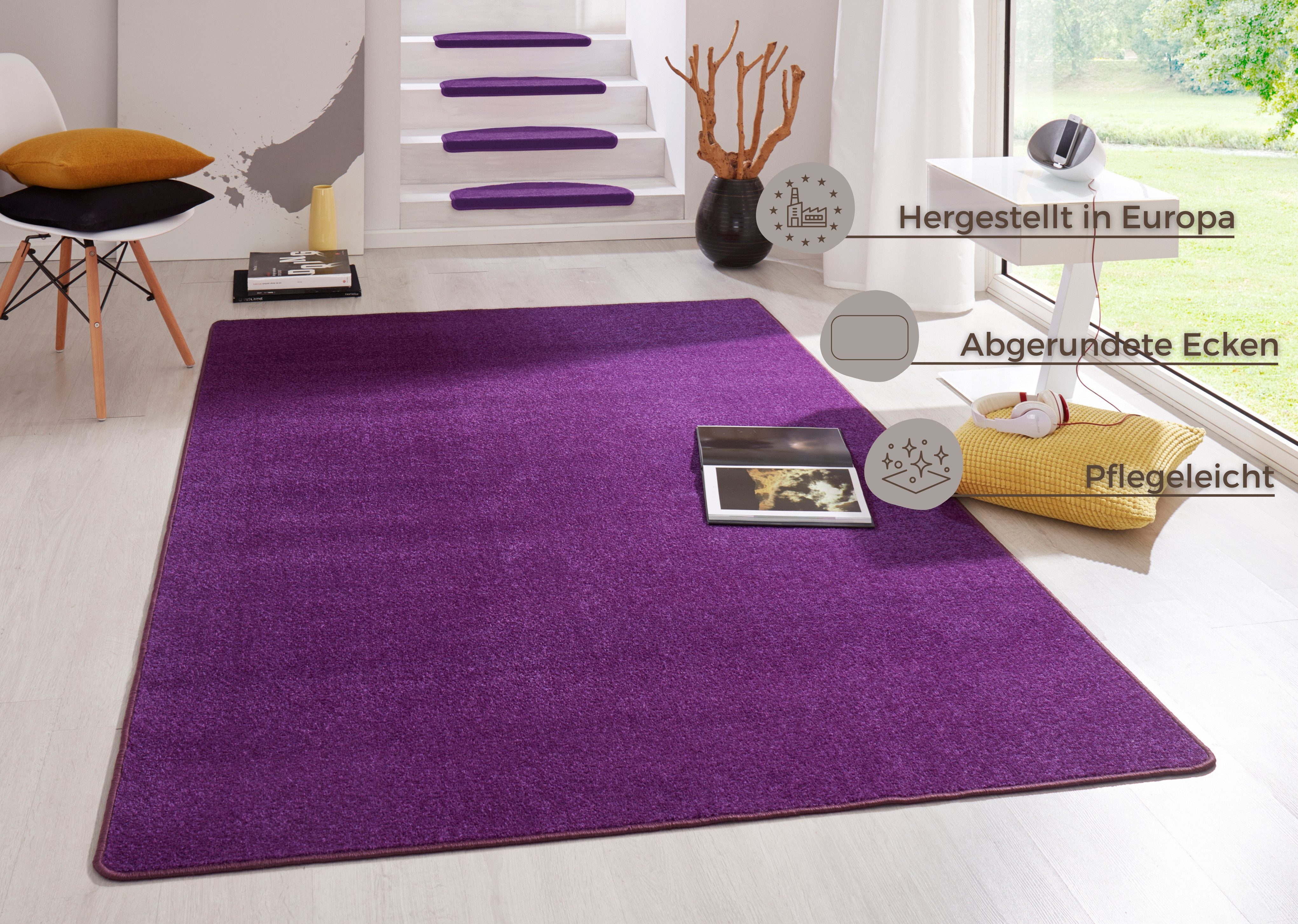 HANSE Home Vloerkleed Fancy Kortpolig, loper, effen, geketteld, woonkamer, slaapkamer, eetkamer