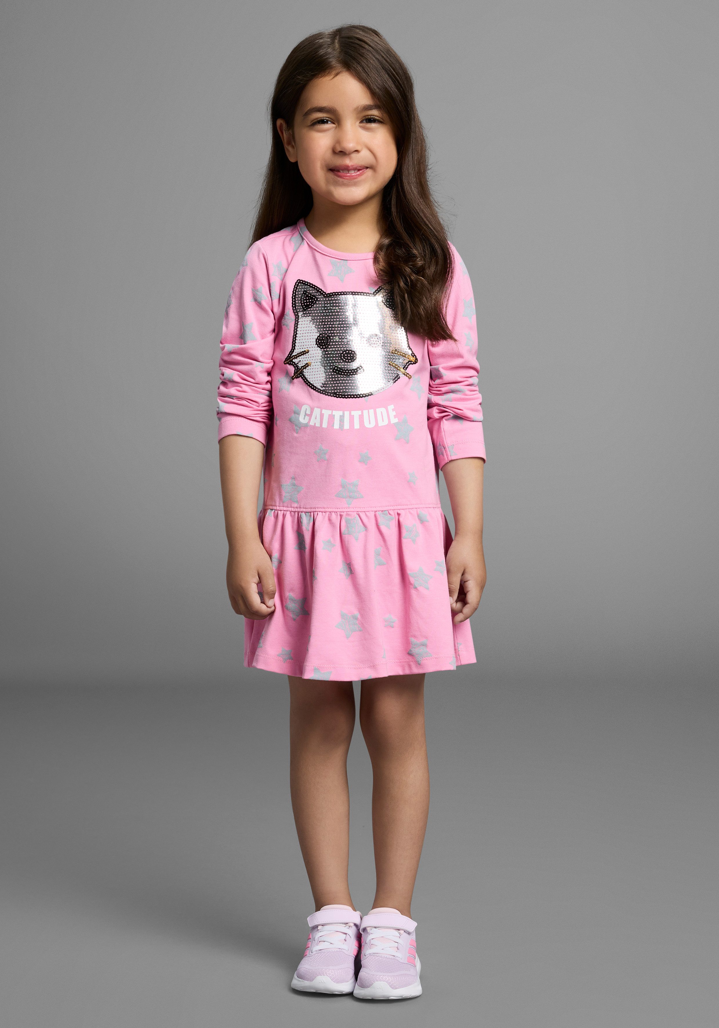 KIDSWORLD Jerseyjurk met pailletten Shirtjurk met schattige paillettenapplicatie