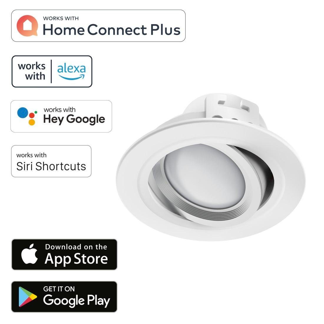 Hama Slimme ledlamp Wifi led inbouwspot, 5W, spraakbesturing, app-besturing, verstelbaar