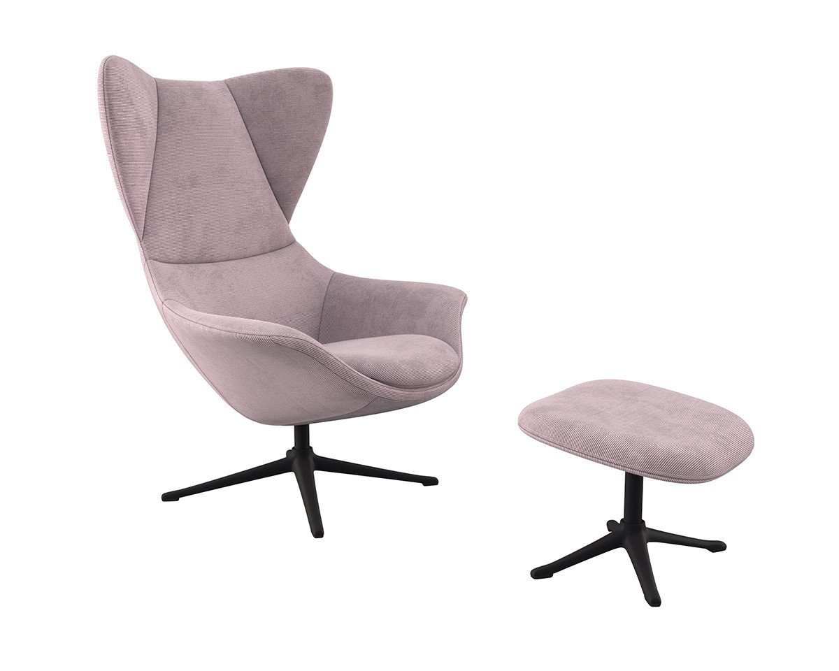 FLEXLUX Oorfauteuil Stilo relaxstoel, TV-stoel Solitaire, stijlicoon, draaibaar, zwarte poot